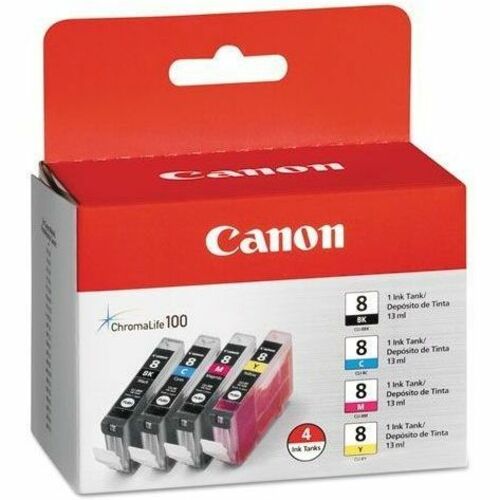 Canon CLI-8 Standard Yield Inkjet Ink Cartridge - Black, Cyan, Magenta, Yellow - 4 / Pack