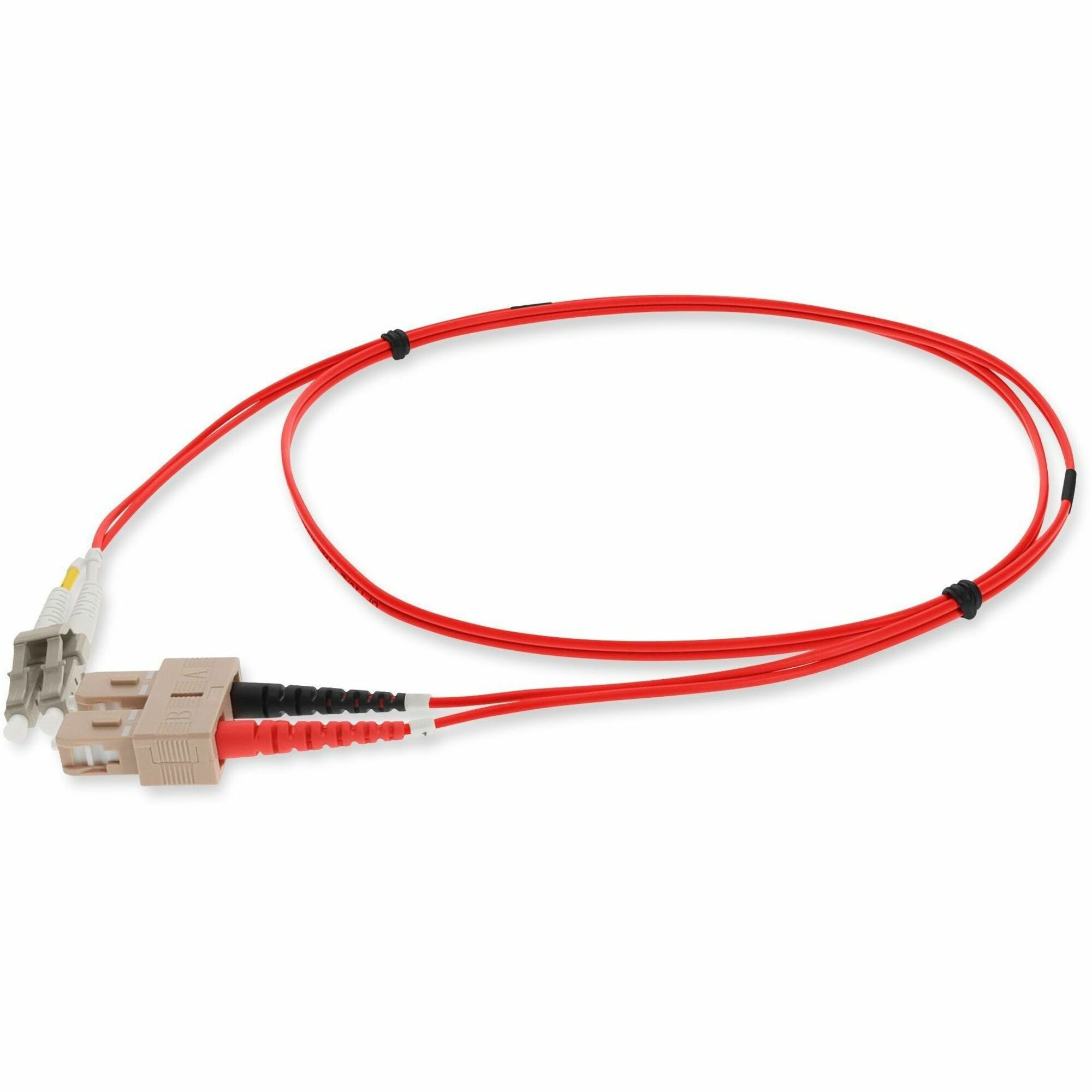 AddOn 6m SC to LC Red OM3 Duplex OFNP (Plenum-Rated) Fiber Patch Cable