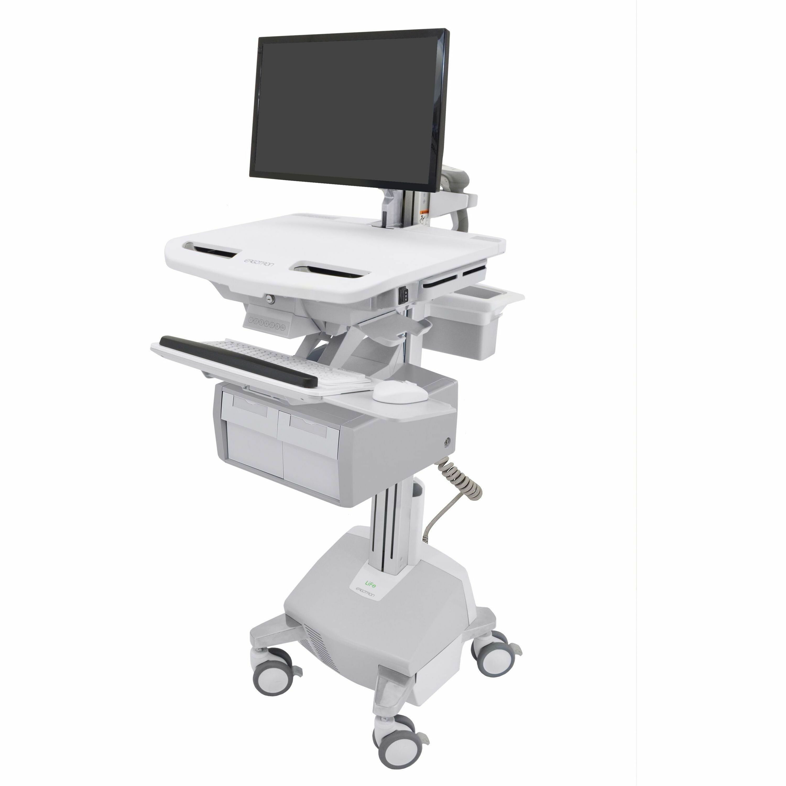 Ergotron StyleView Electric Lift Cart with LCD Arm, LiFe Powered, 2 Tall Drawers (2x1)