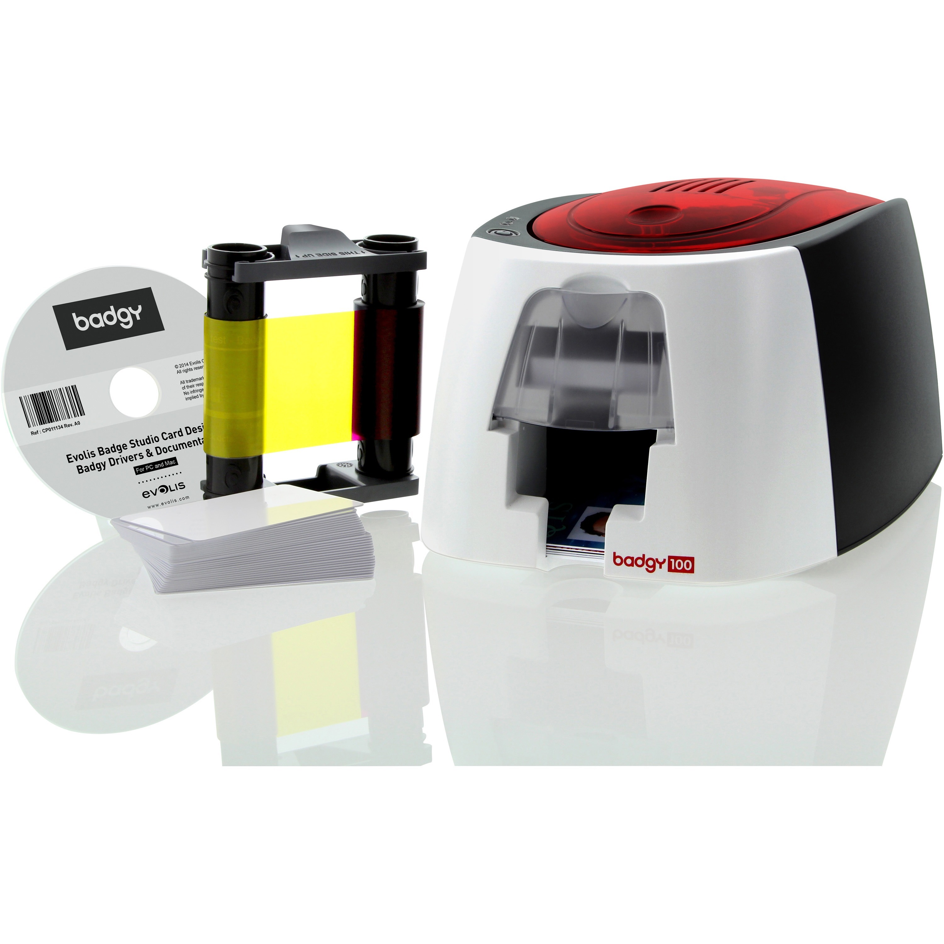 Evolis Badgy100 Plastic ID Card Solution With ID Software For Tamper Proof Professional Custom ID's On Demand With Small Border Printing