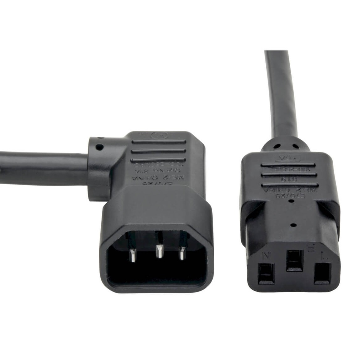 Tripp Lite by Eaton Heavy-Duty PDU Power Cord C13 to Right-Angle C14 - 15A 250V 14 AWG 6 ft. (1.83 m) Black