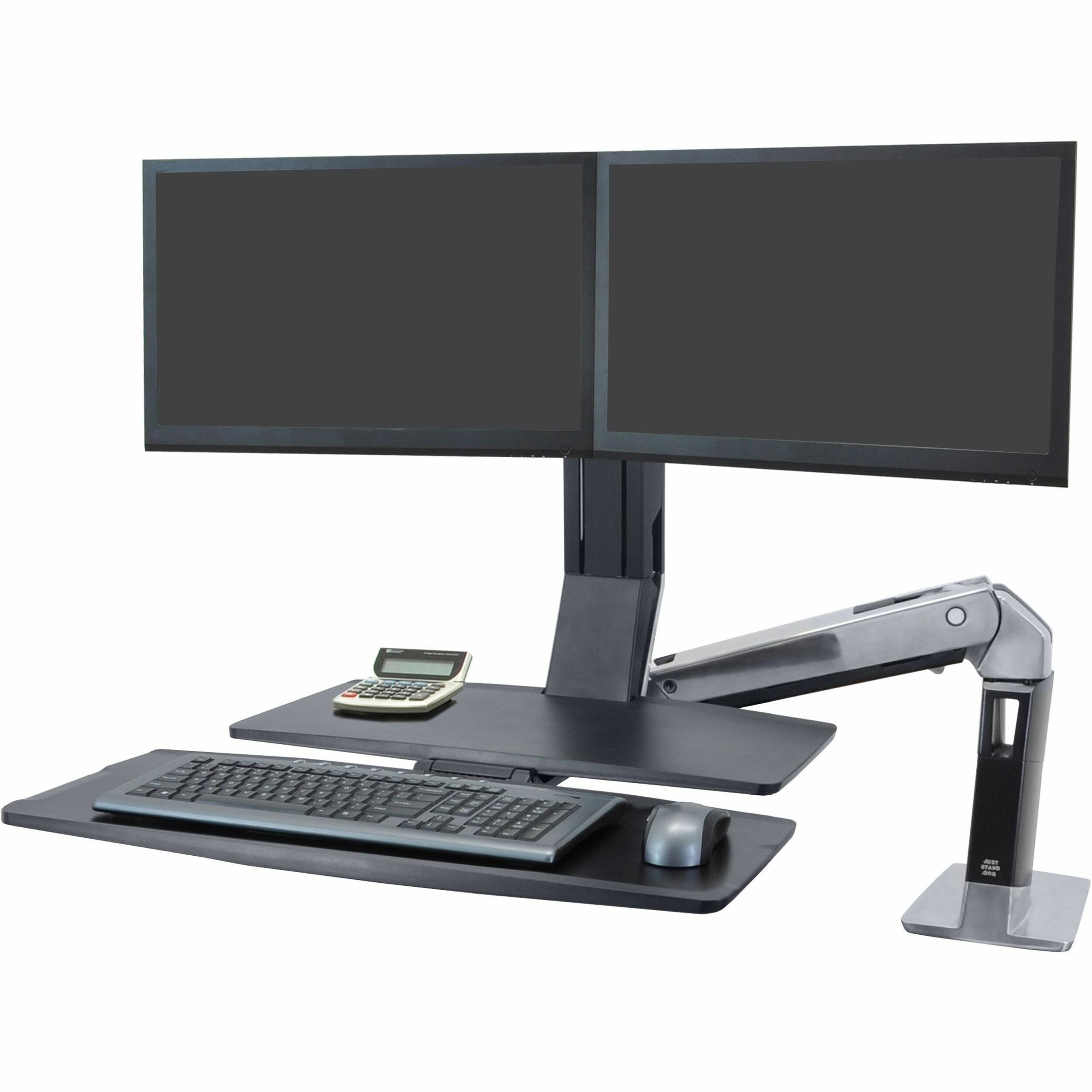 Ergotron WorkFit-A Desk Mount for Monitor, Keyboard, Tablet, Smartphone, LCD Display - Polished Aluminum