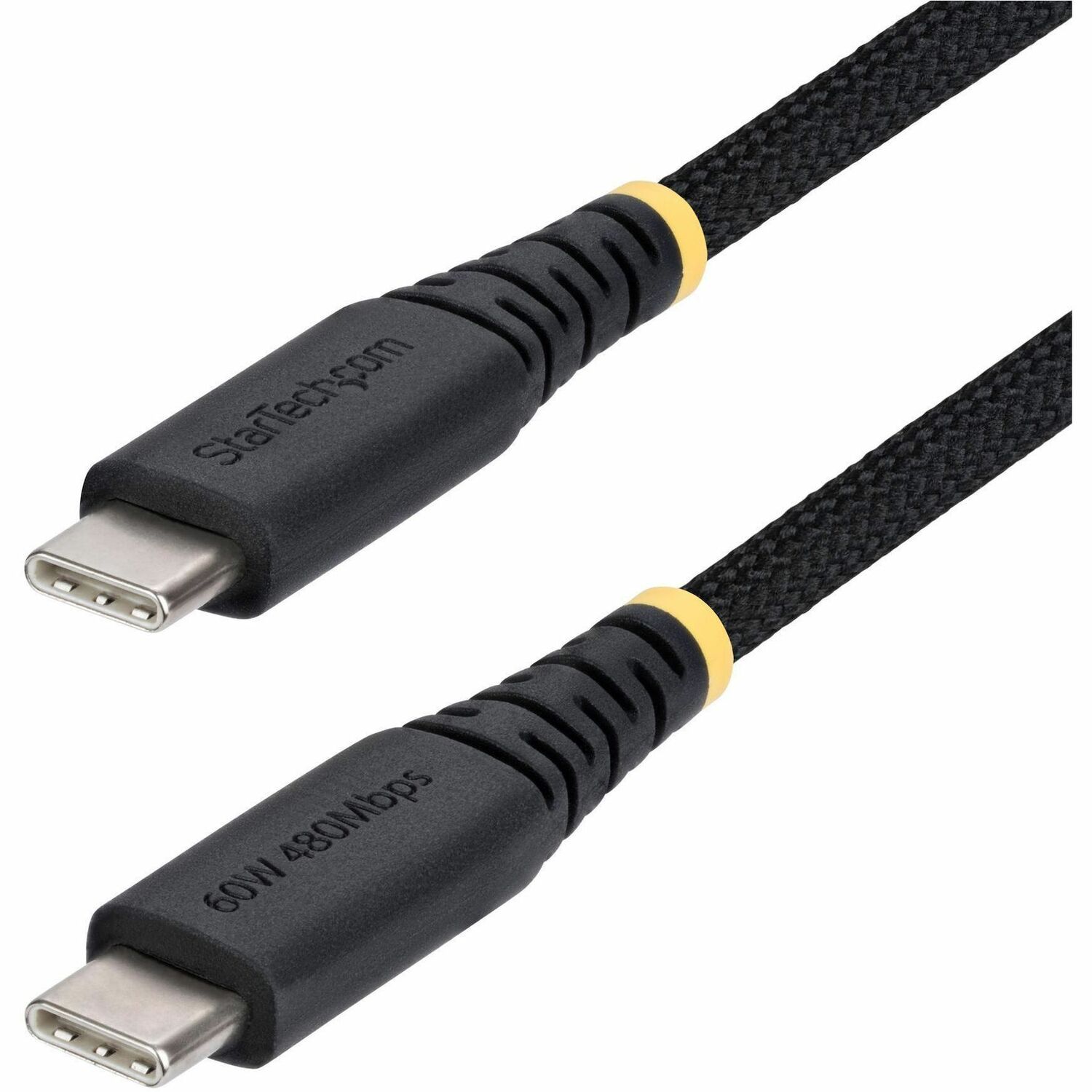 StarTech 6in (15cm) USB-C Charging Cable, 60W (3A) PD, Dual-Layer Braided Nylon/TPE Jacket, Rugged USB 2.0 Laptop Charger Cord