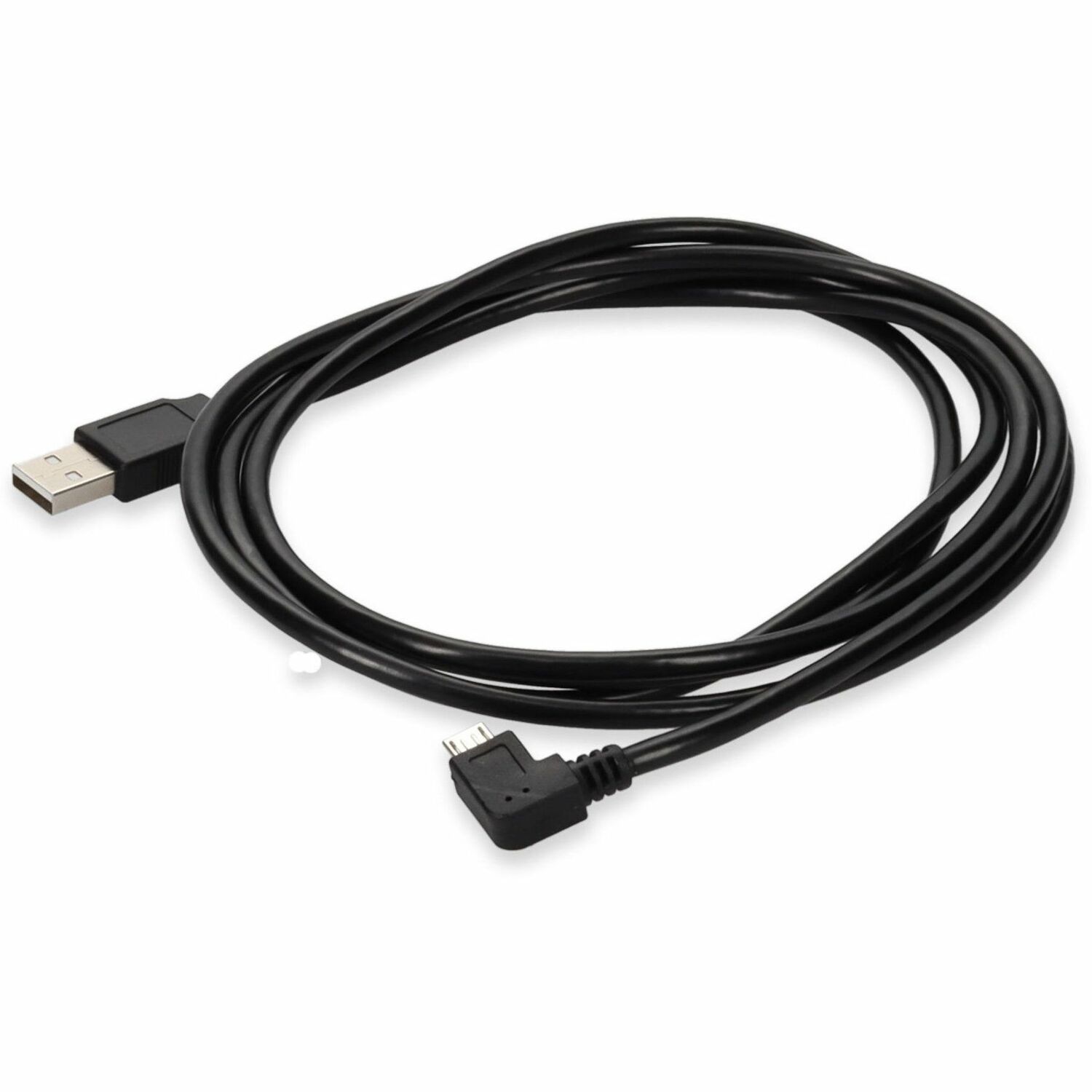 AddOn 6ft USB A 2.0 Male to Micro-USB B 2.0 Left-Angle Male Black Cable