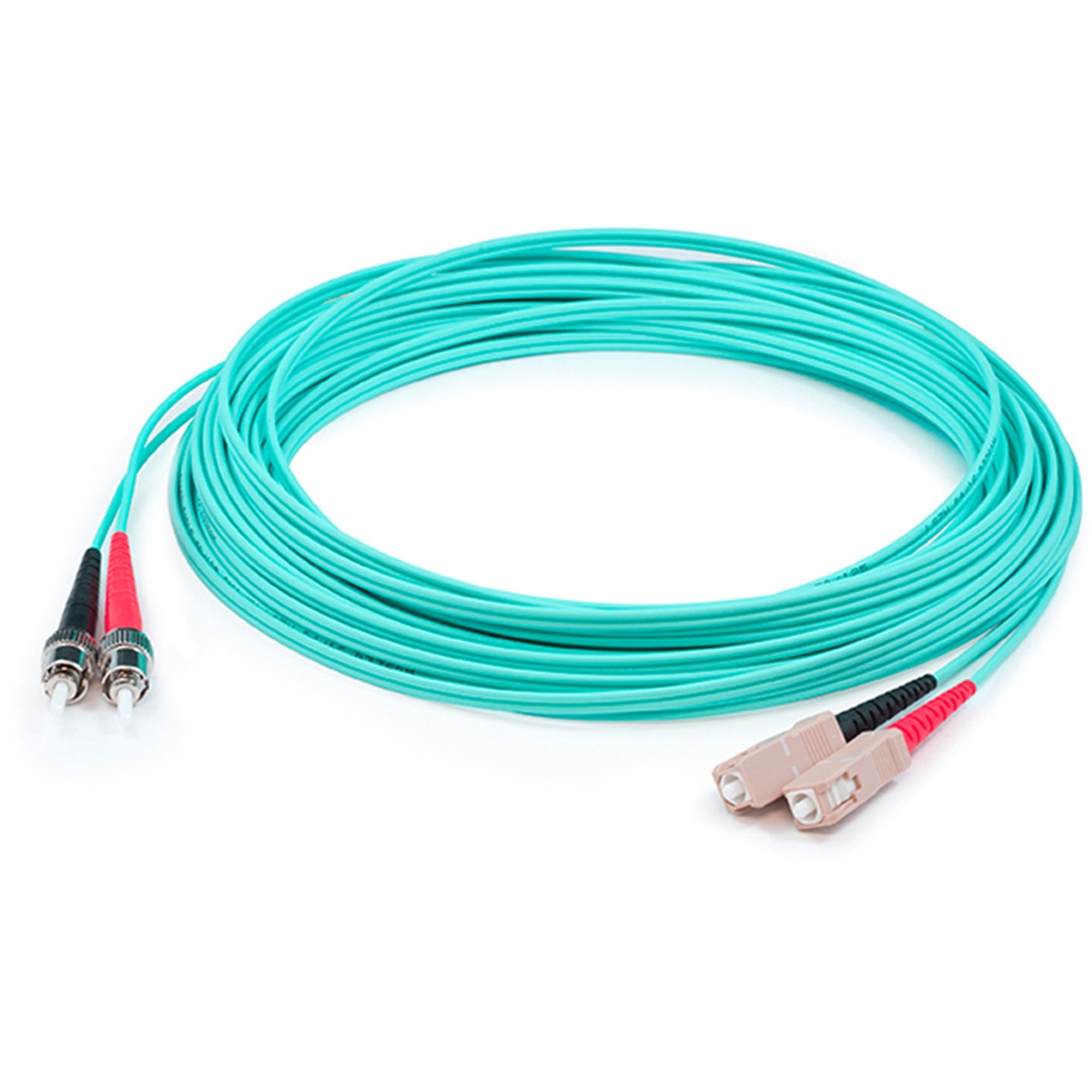 AddOn 74m ST to SC Aqua OM4 Duplex OFNP (Plenum-Rated) Fiber Patch Cable