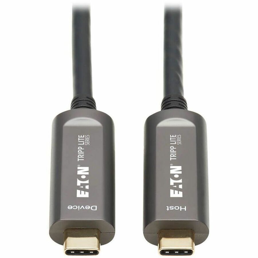 Eaton Tripp Lite Series USB-C AOC Cable (M/M) - USB 3.2 Gen 2 (10 Gbps) Plenum-Rated Fiber Active Optical Cable - Data Only, Backward Compatible, Black, 15 m (49 ft.)