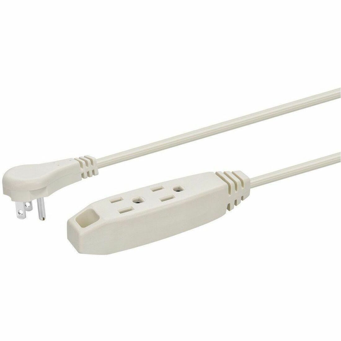 Monoprice 3-Outlet Flat Plug Household Extension Cord, 16AWG, 13A, SPT-2, White, 10ft