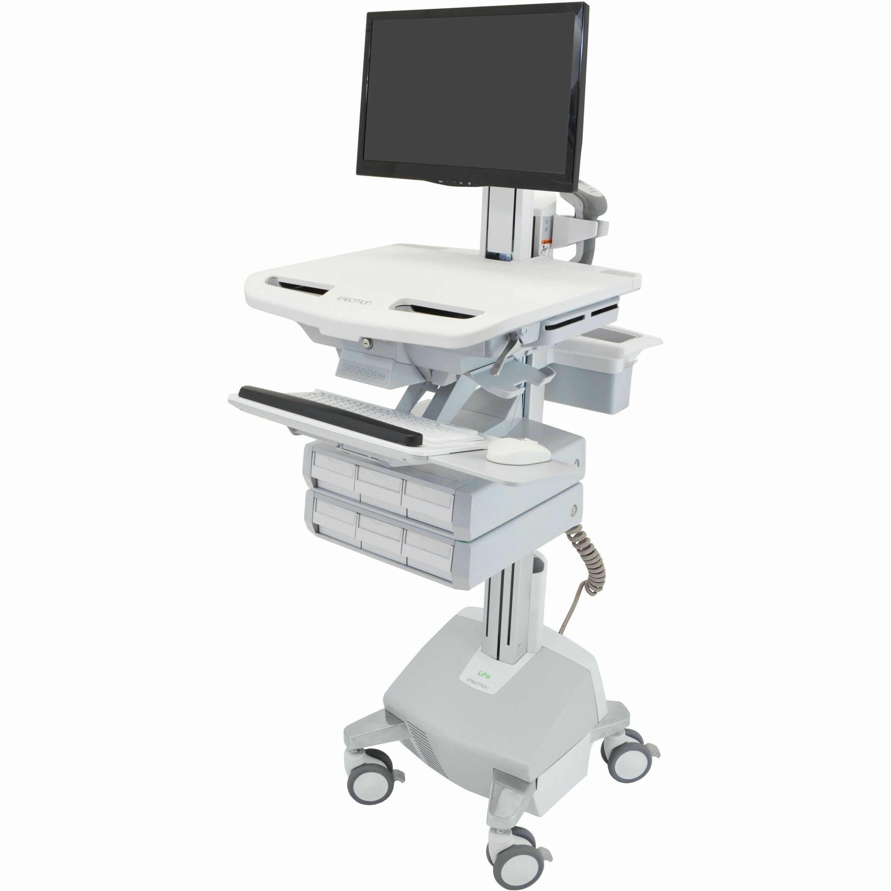 Ergotron StyleView Cart with LCD Pivot, LiFe Powered, 6 Drawers (3x2), US/CA/MX