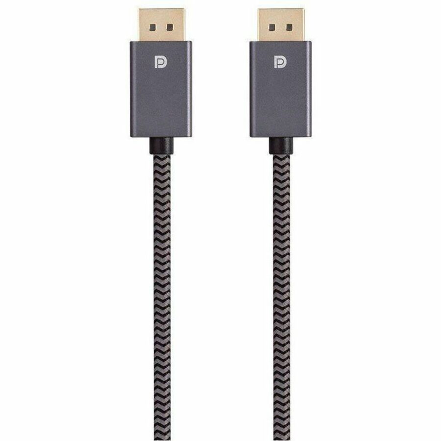 Monoprice DisplayPort 1.4 EasyPlug Nylon Braided Cable, 6ft, Gray