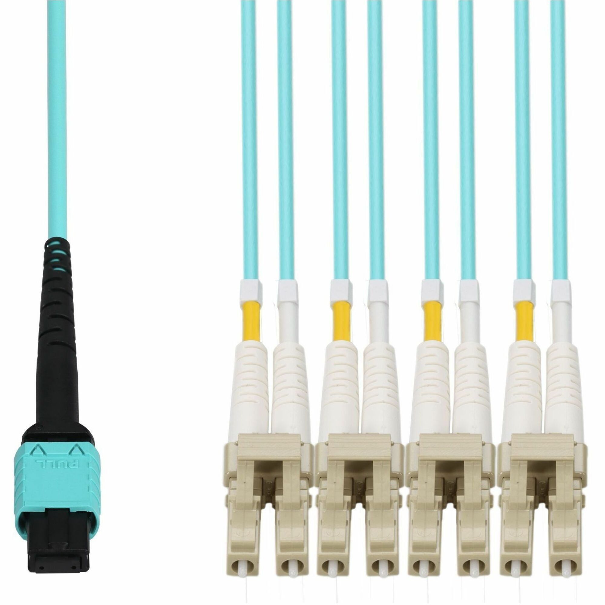 AddOn 1m MPO/UPC to 4xLC/UPC Duplex Aqua OM4 LSZH 8-Strand Fiber Fanout Cable