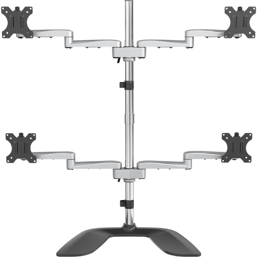 StarTech Quad Monitor Stand, Desktop VESA 4 Monitor Arm up to 32" (17.6lb/8kg) Screens, Ergonomic Articulating Pole Mount, Adjustable