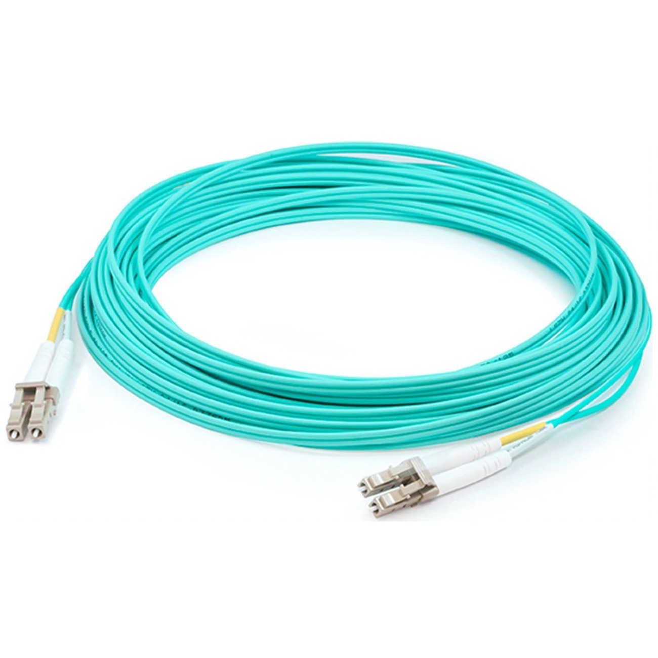 AddOn 69m LC to LC Aqua OM4 Duplex OFNR (Riser-Rated) Fiber Patch Cable