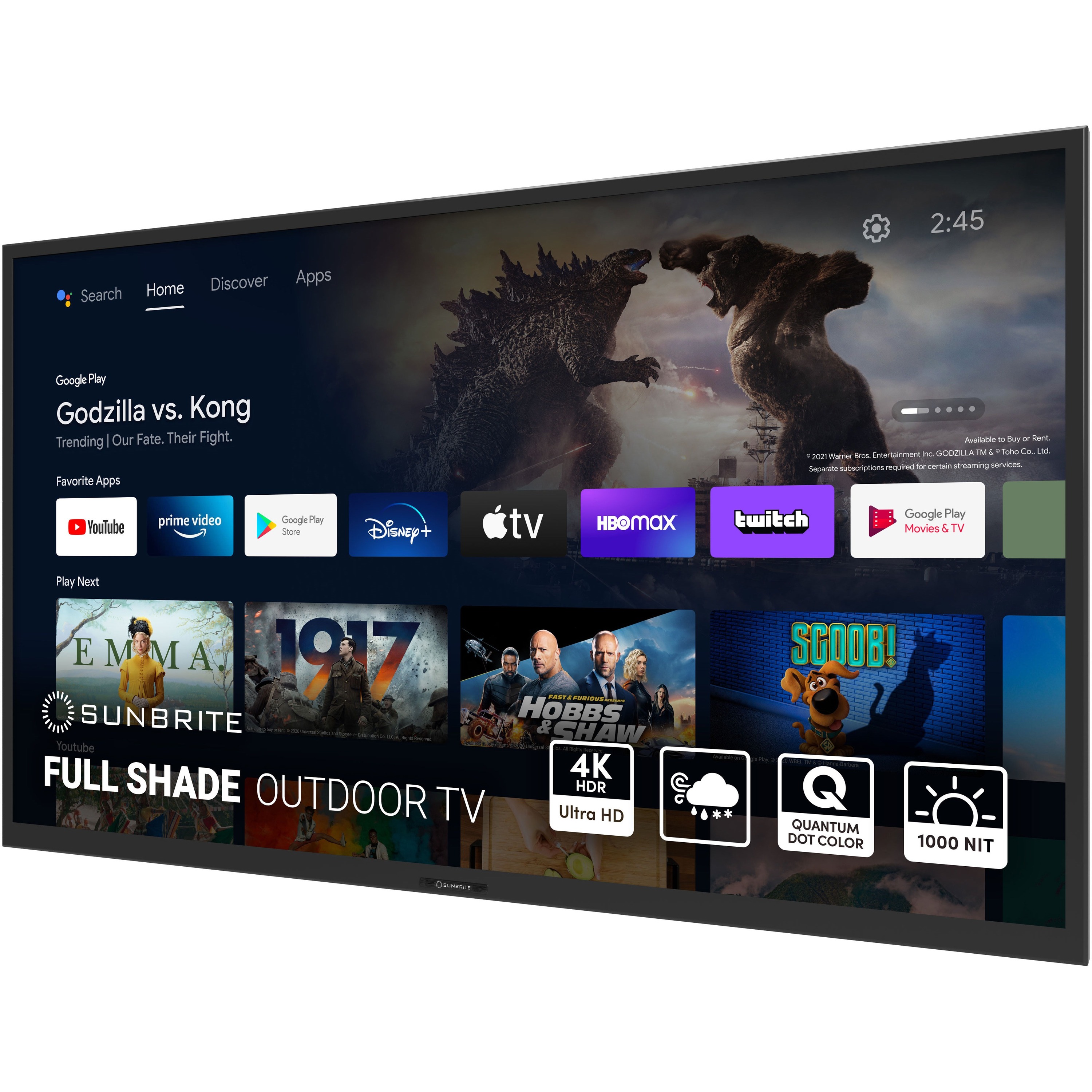 SunBriteTV Veranda 3 SB-V3-65-4KHDR-BL 65" Smart LED-LCD TV - 4K UHDTV - Black