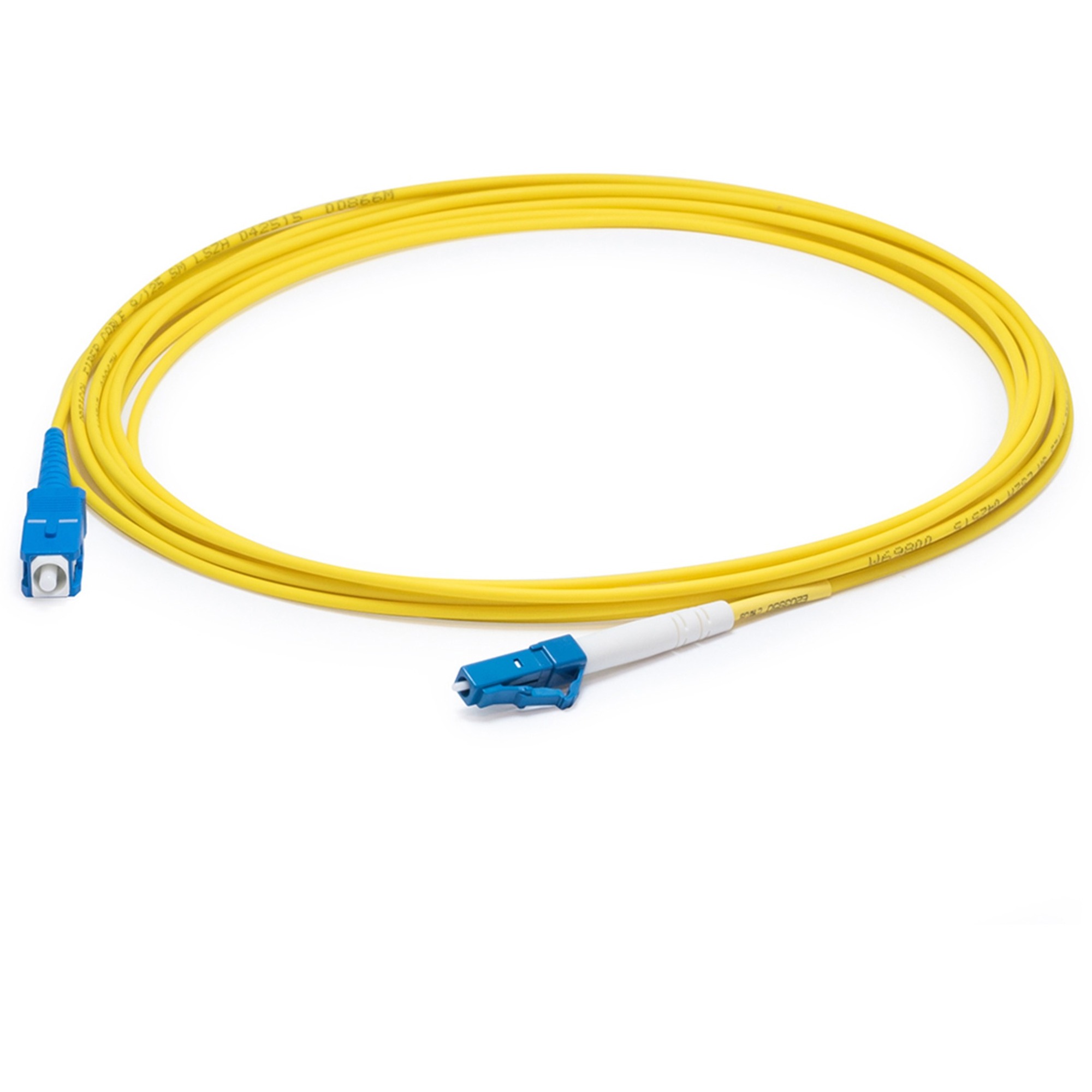 AddOn 66m SC to LC Yellow OS2 Simplex OFNP (Plenum-Rated) SMF Fiber Patch Cable