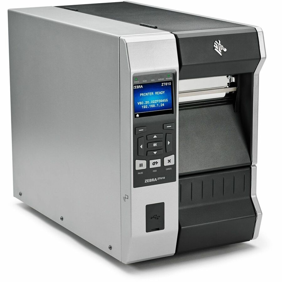Zebra ZT610 Industrial, Healthcare, Retail, Transportation & Logistic, Manufacturing, Packaging Label, Distribution Center, Laboratory, Asset Tracking, Pharmacy Direct Thermal/Thermal Transfer Printer - Monochrome - Label Print - Gigabit Ethernet - USB - Serial - Bluetooth 4.0