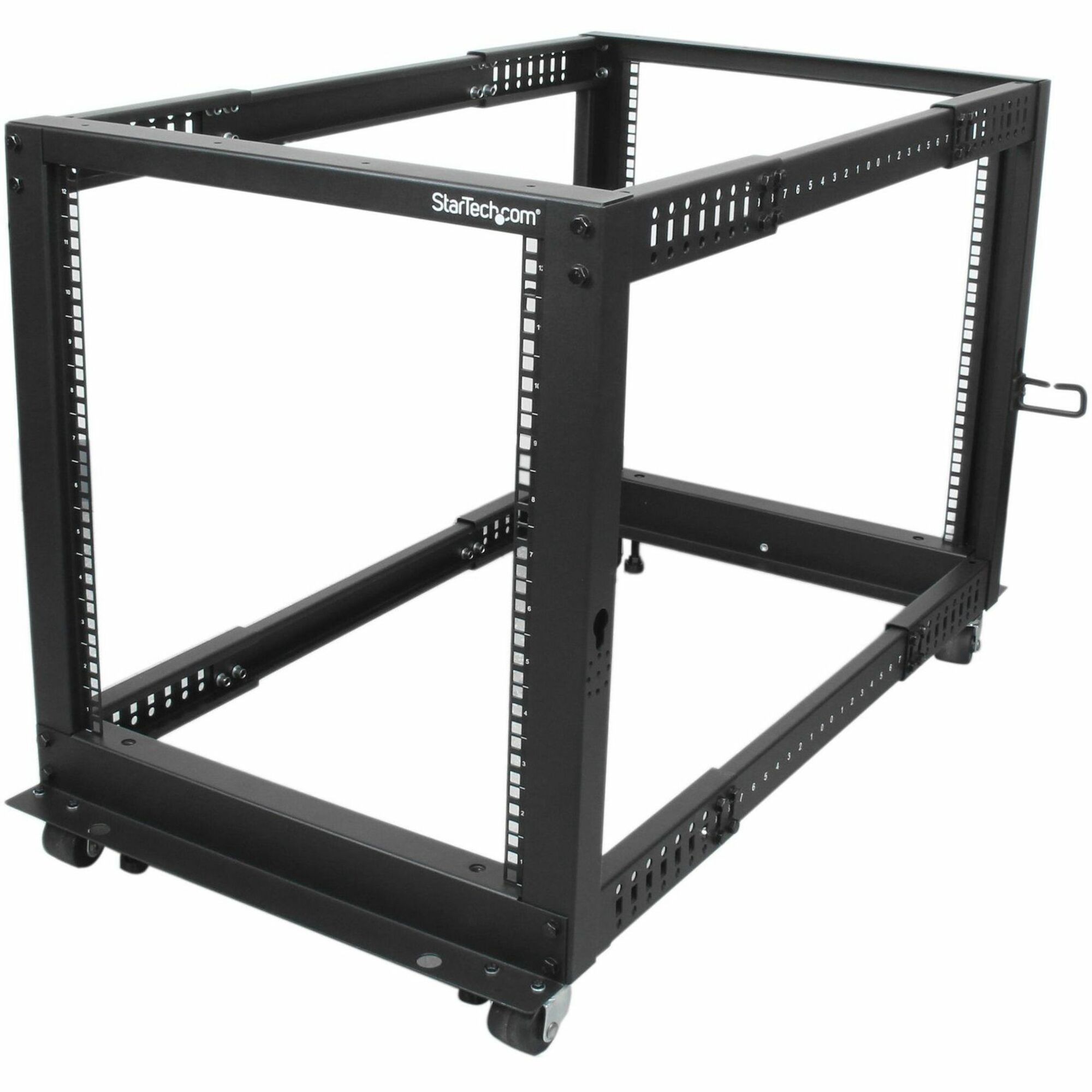 StarTech 4-Post 12U Mobile Open Frame Server Rack, 19" Network Rack with Casters, Rolling Rack for Computer/AV/Data/IT Equipment