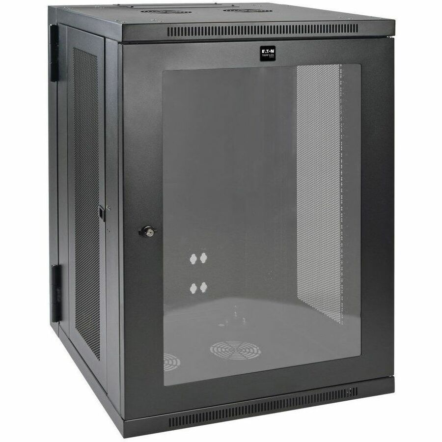 Tripp Lite by Eaton SmartRack 18U Low-Profile Switch-Depth Wall-Mount Half-Height Rack Enclosure Clear Acrylic Window Hinged Back