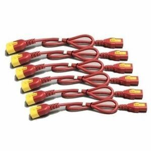 Power Cord Kit (6 ea), Locking, C13 to C14, 0.6m, North America, Red