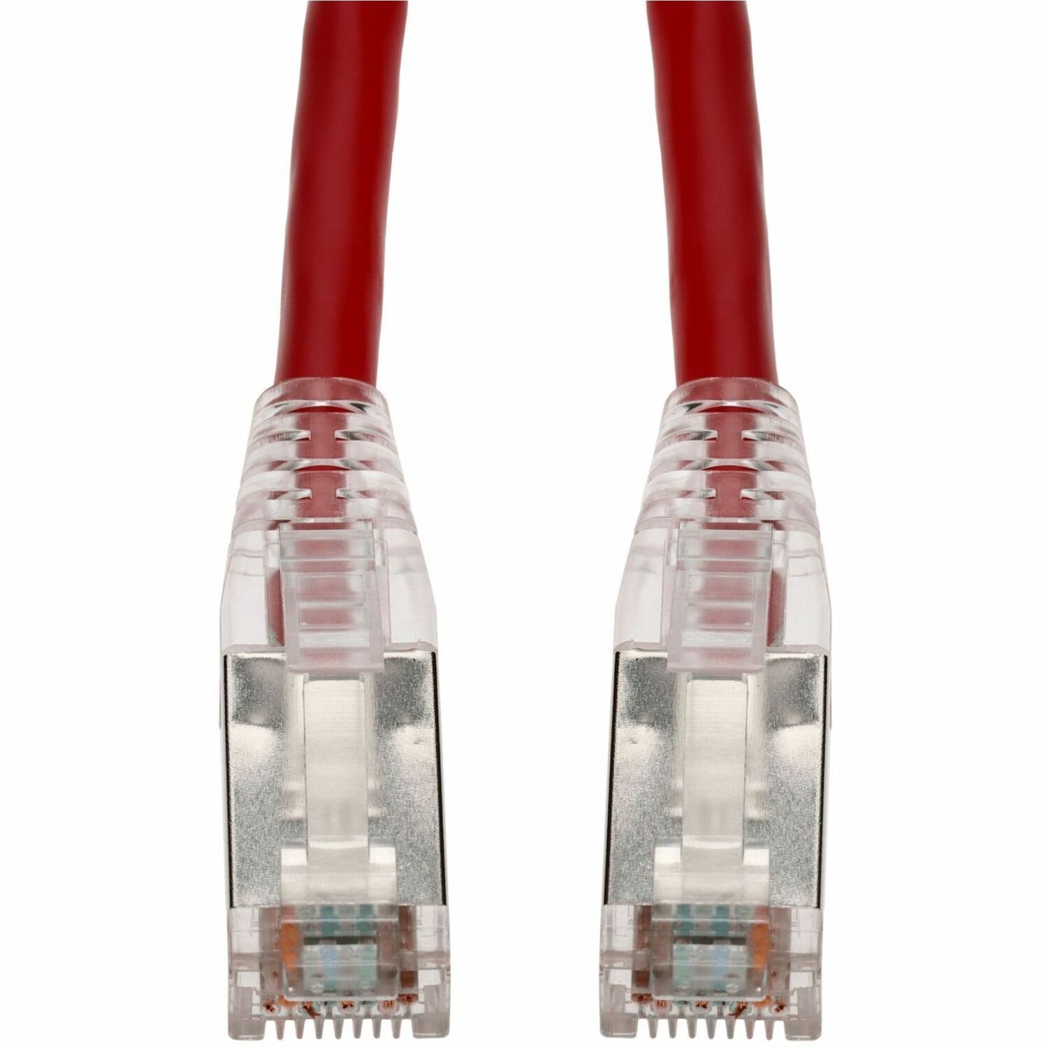 AddOn 6ft Red CAT 6 Shielded PVC Ethernet Cable Snagless Easy Clear Boot TAA RJ-45 M/M with Metal Caged Ends
