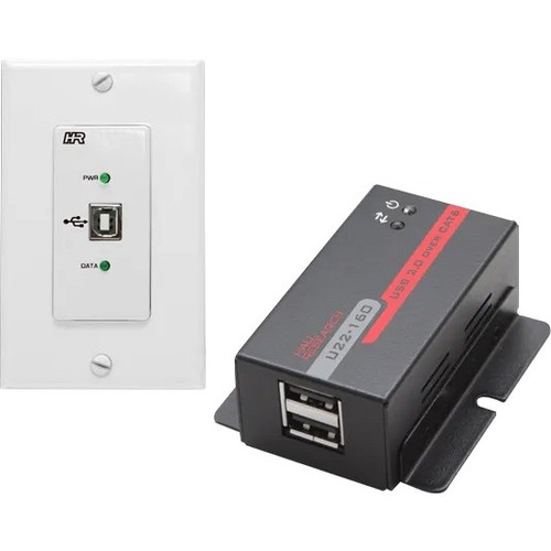 Hall U22-160-DP USB 2.0 over UTP Extender Decora Wall Plate with 2-Port Hub
