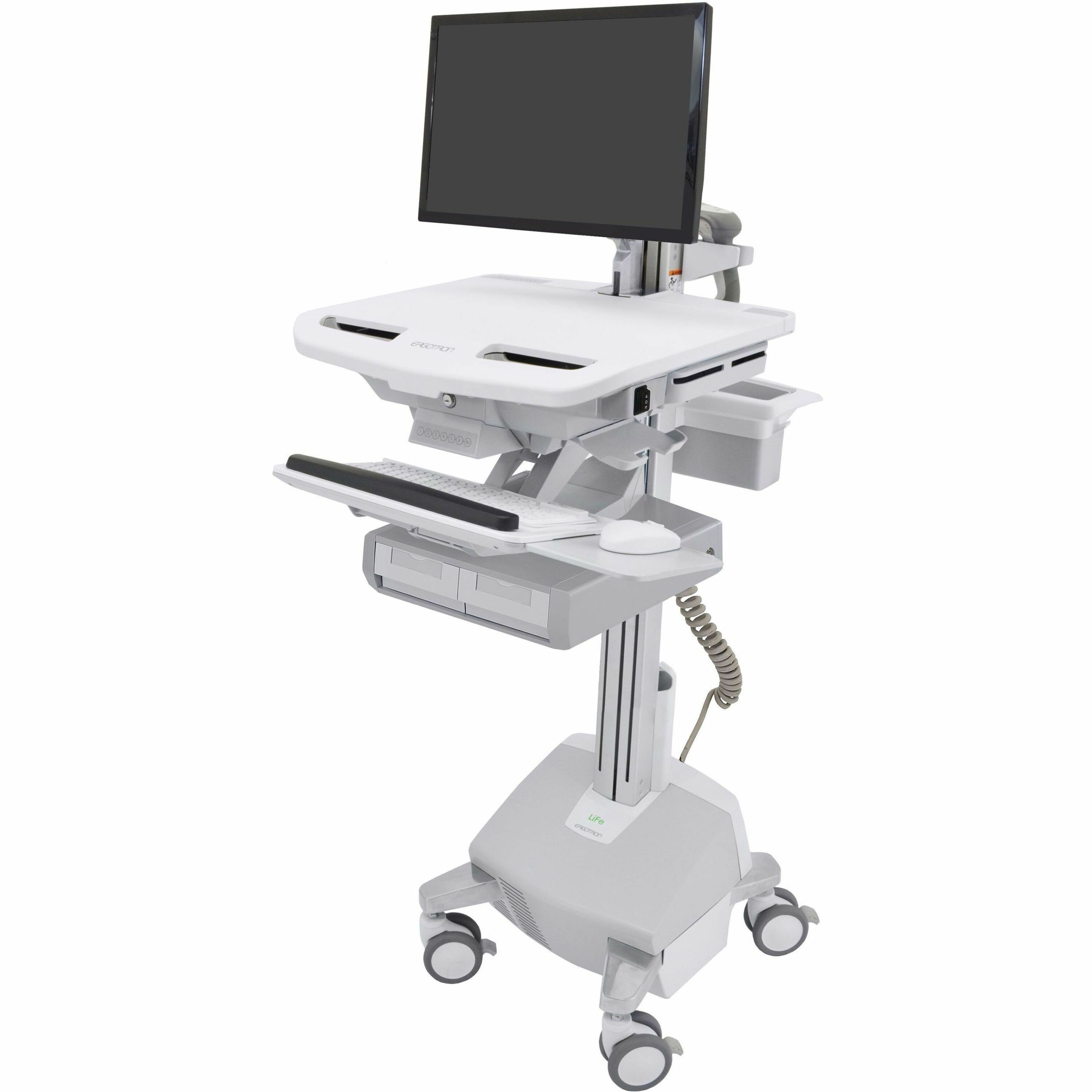 Ergotron StyleView Electric Lift Cart with LCD Arm, LiFe Powered, 2 Drawers (2x1)
