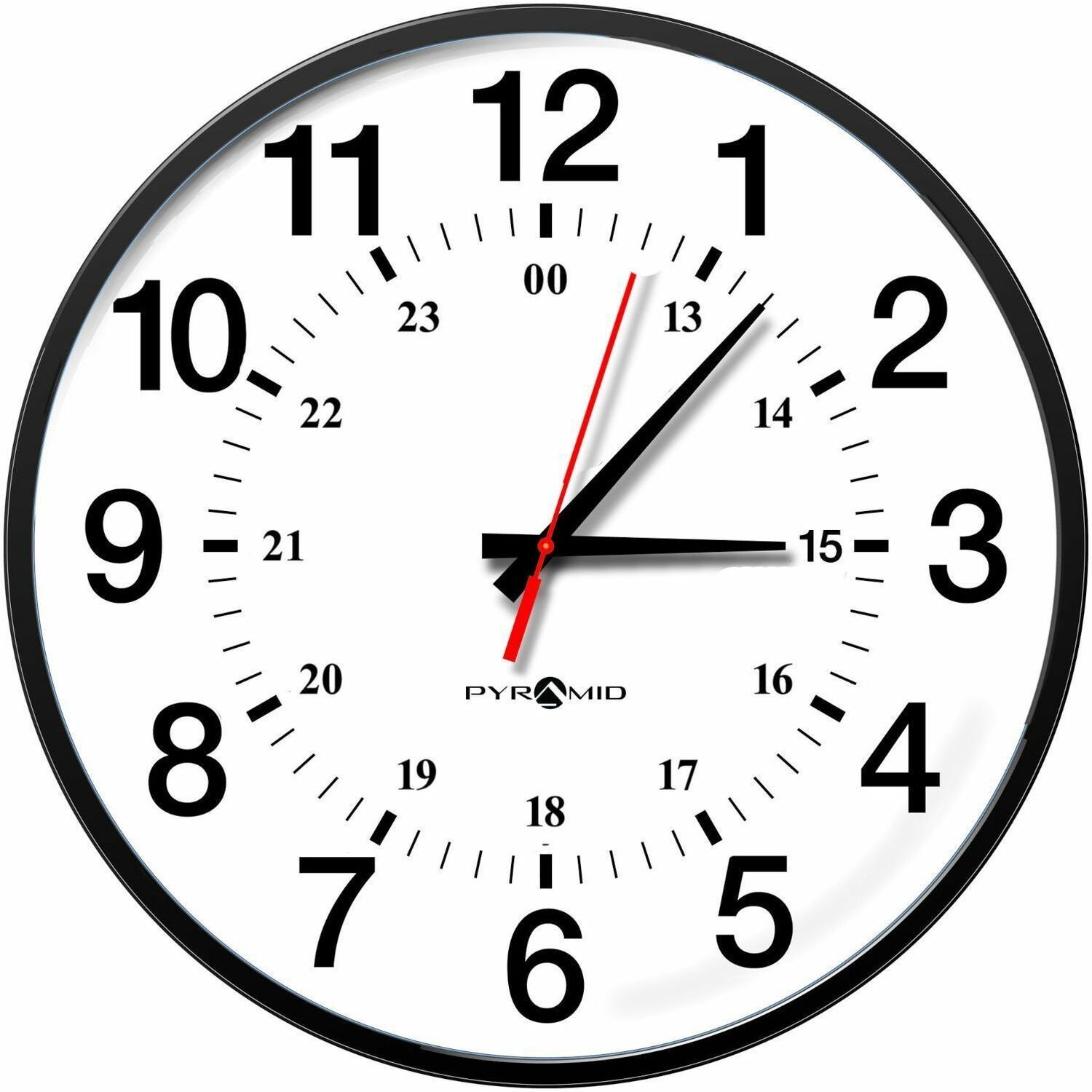 Pyramid Time Systems 17" RF Wireless 12/24 Hour Analog Wall Clock