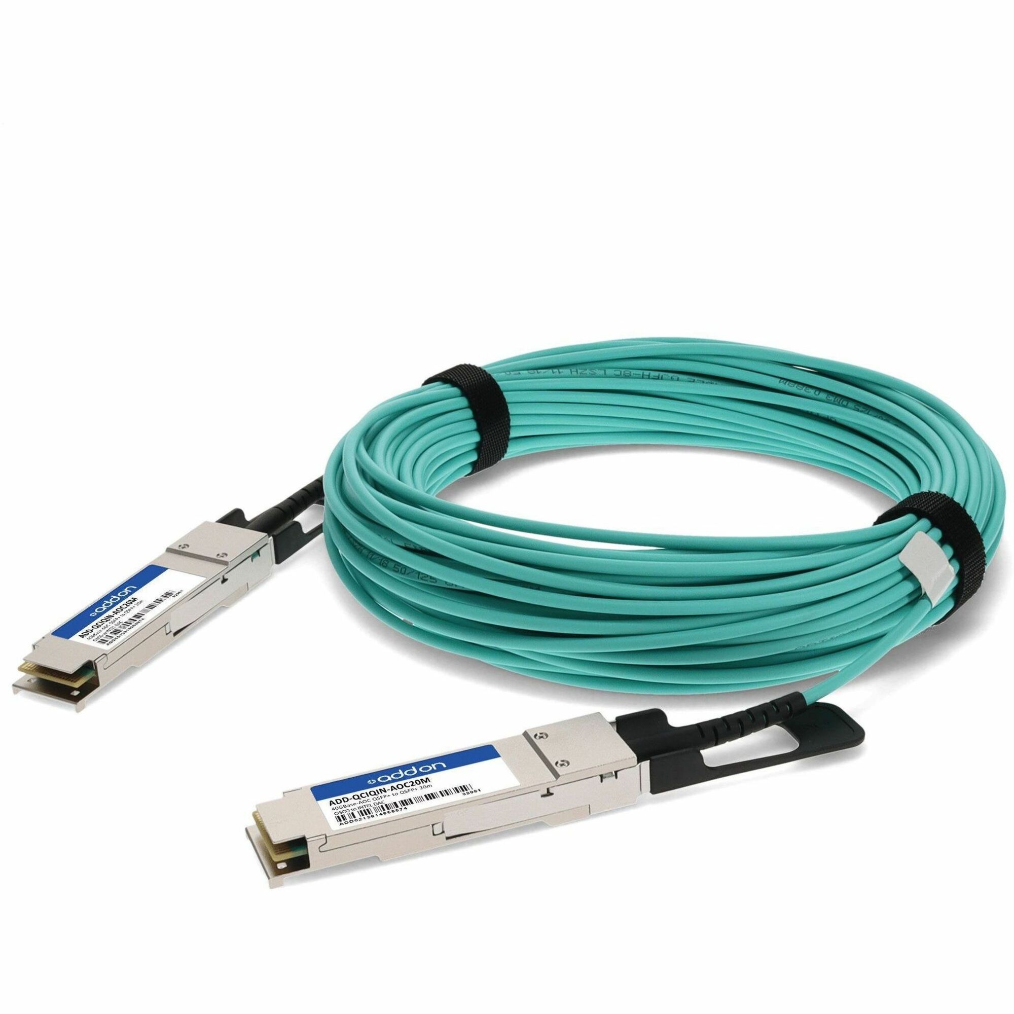 AddOn Cisco&reg; QSFP-H40G-AOC20M to Intel&reg; CBL2-1002001-3 Compatible TAA Compliant 40GBase-AOC QSFP+ to QSFP+ Active Optical Cable (850nm, MMF, 20m)