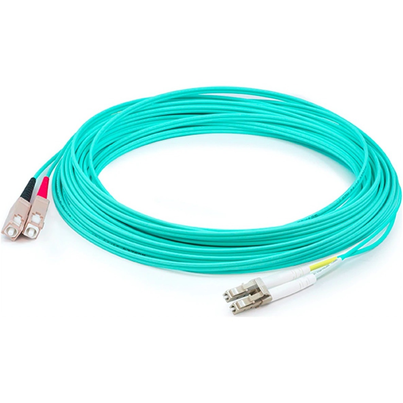 AddOn 94m SC to LC Aqua OM4 Duplex OFNP (Plenum-Rated) Fiber Patch Cable