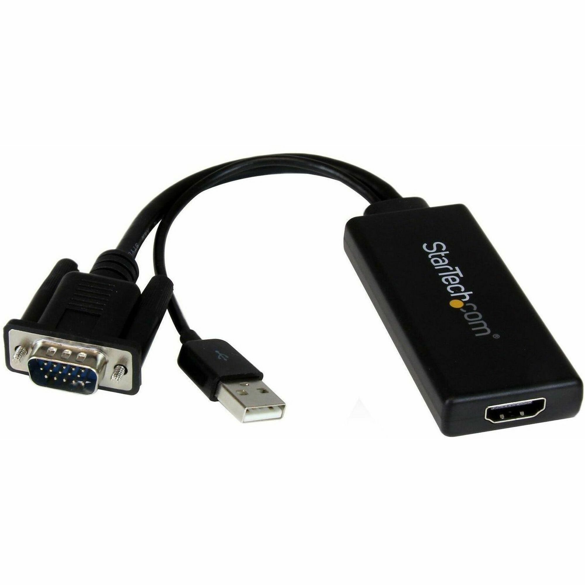StarTech VGA to HDMI Adapter with USB Audio & Power - Portable VGA to HDMI Converter - 1080p