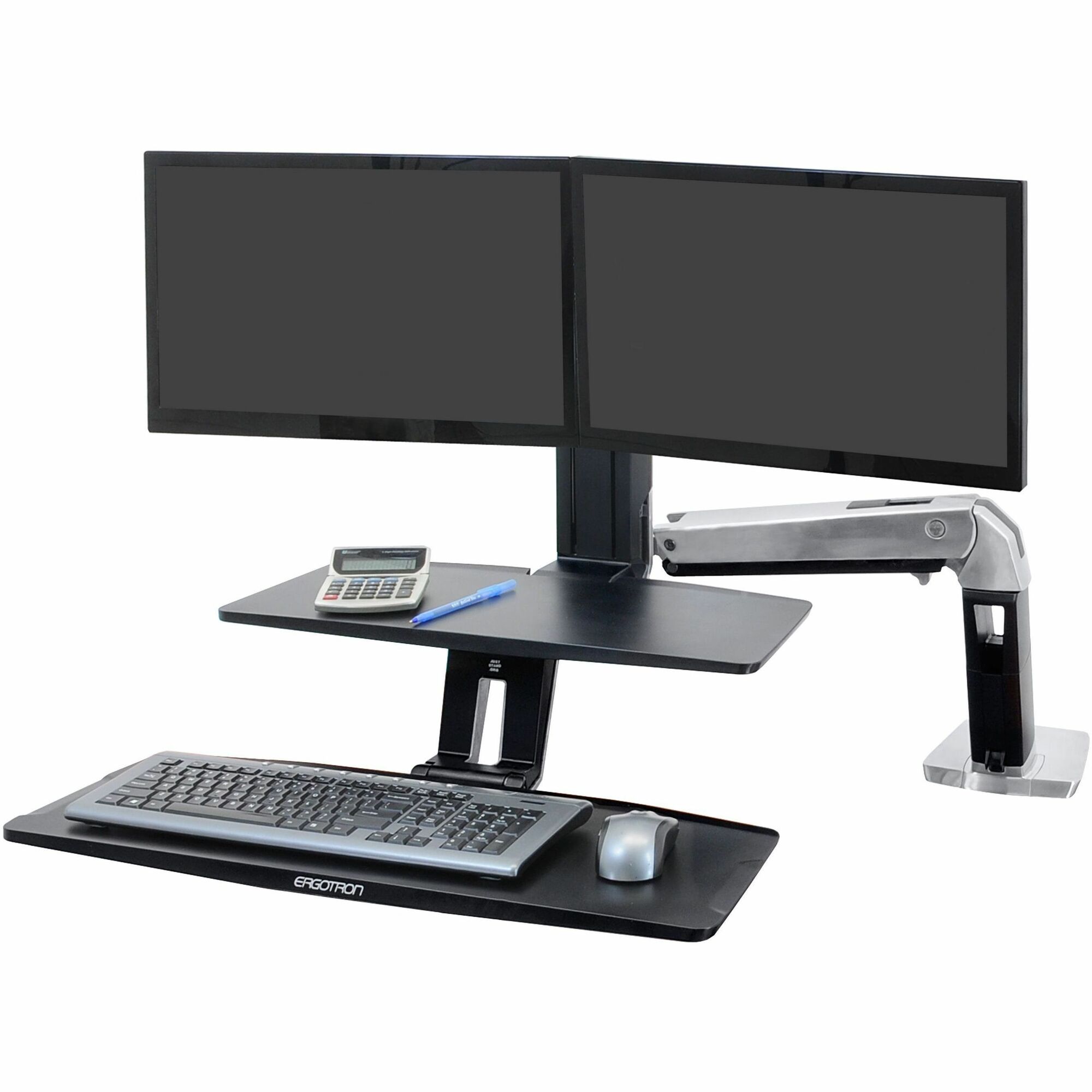 Ergotron WorkFit-A Desk Mount for Monitor, Keyboard, LCD Display, Tablet, Smartphone, Computer - Polished Aluminum, Black