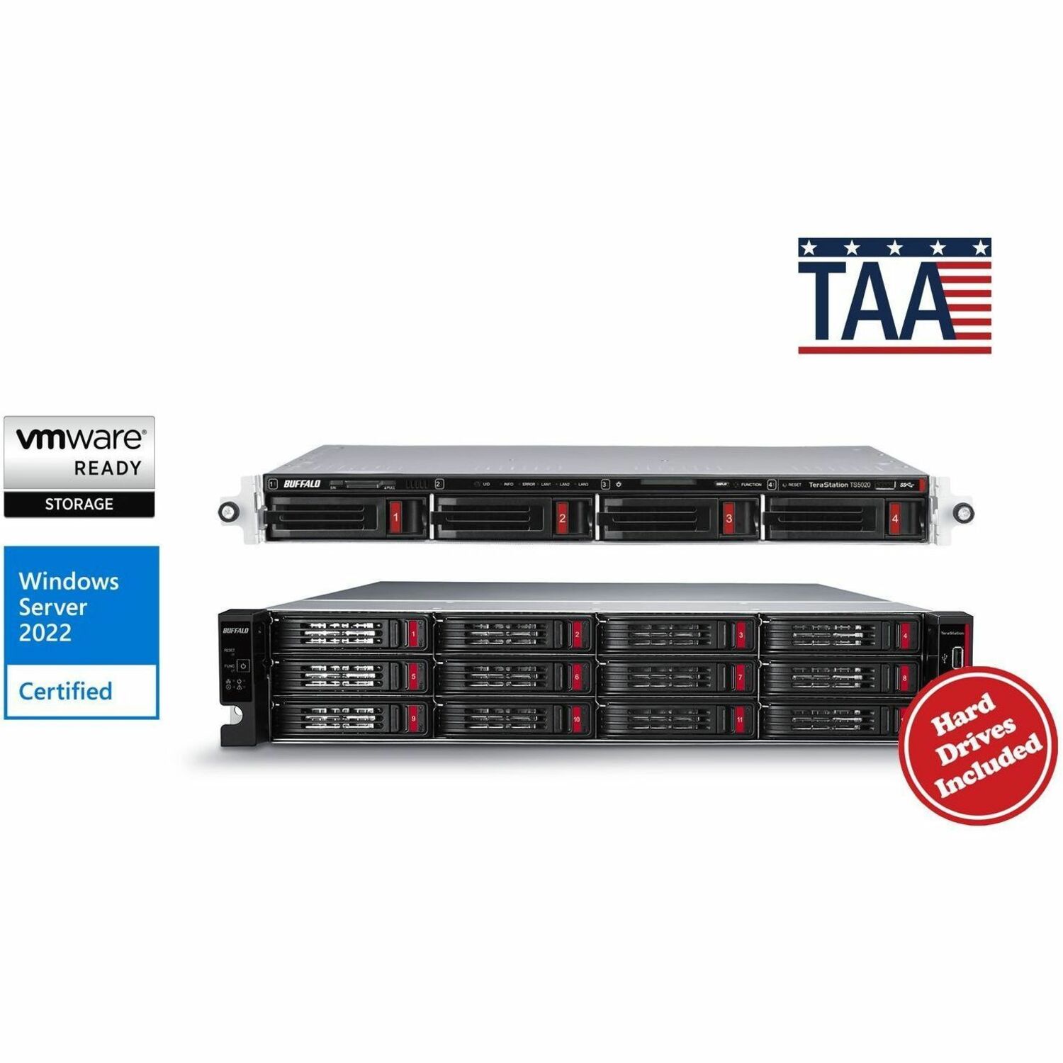 BUFFALO TeraStation 51220RH 12-Bay Secure Business 2U NAS 64TB (4x16TB) w/ Hard Drives Included