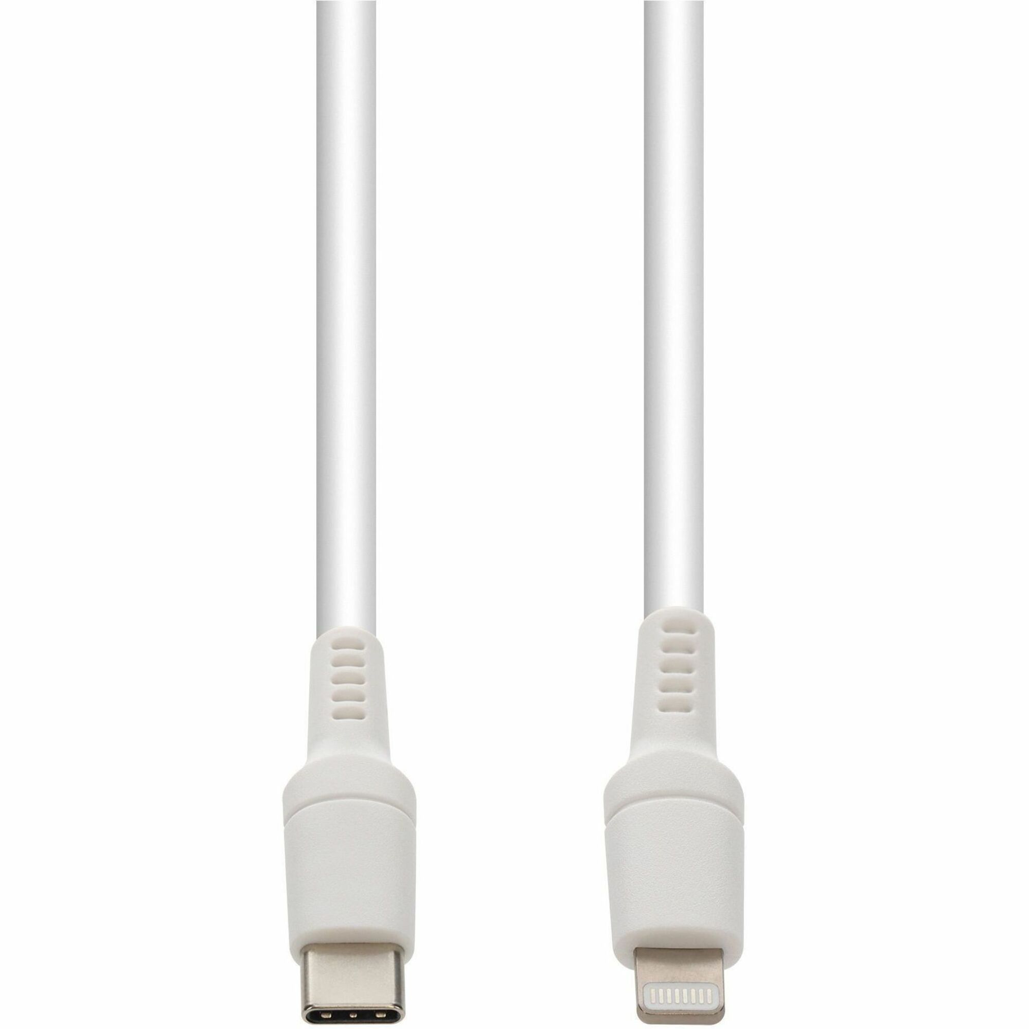 AddOn 2m USB C 2.0 (Male) to Lightning (Male) Sync and Charge White Cable, MFI, 480Mbps