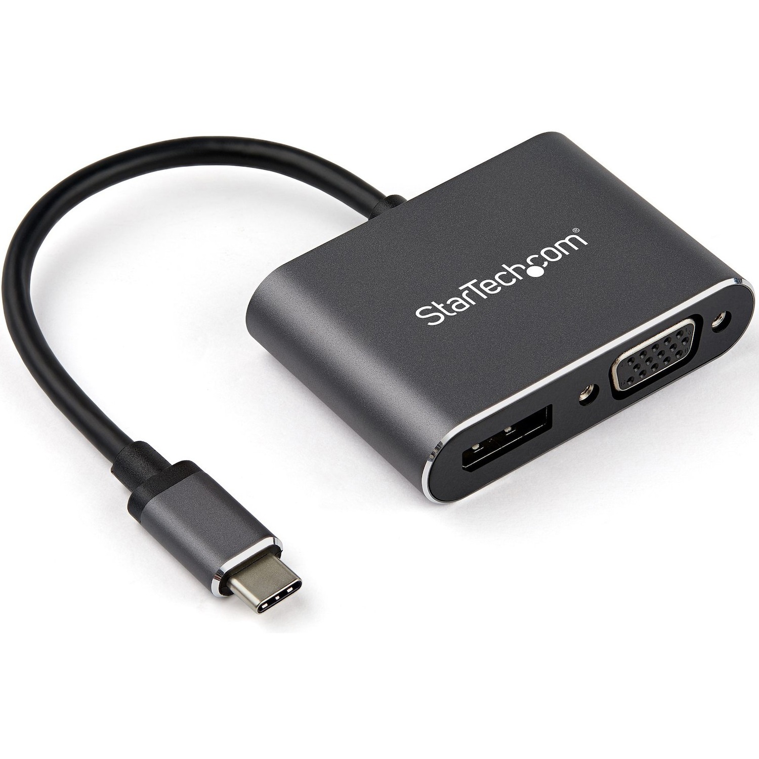StarTech USB C Multiport Video Adapter - USB-C to 4K 60Hz DisplayPort 1.2 HBR2 HDR or 1080p VGA Monitor Adapter - USB Type-C 2-in-1