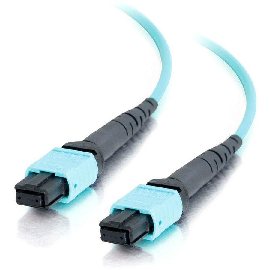 C2G 30m MTP 10Gb 50/125 OM3 Multimode Fiber Optic Cable (Plenum-Rated) - Aqua