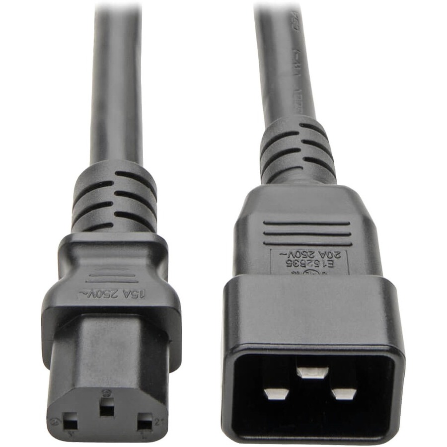Tripp Lite by Eaton C20 to C13 Power Cord for Computer - Heavy-Duty 15A 100-250V 14 AWG 3 ft. (0.91 m) Black
