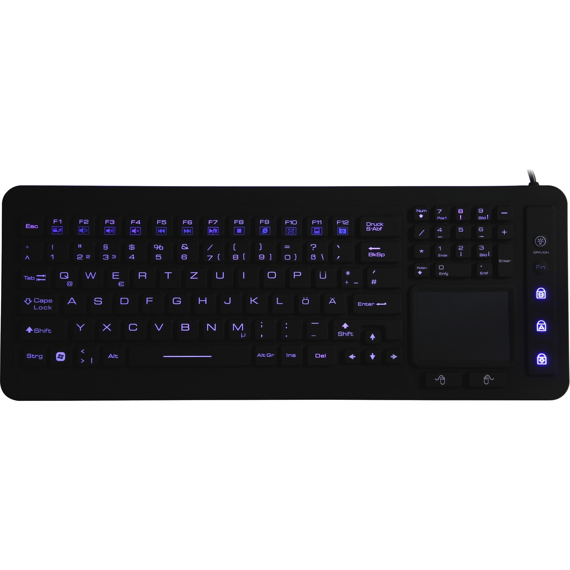 DSI WATERPROOF IP68 FULL SIZE LED BACKLIT KEYBOARD WITH TOUCHPAD