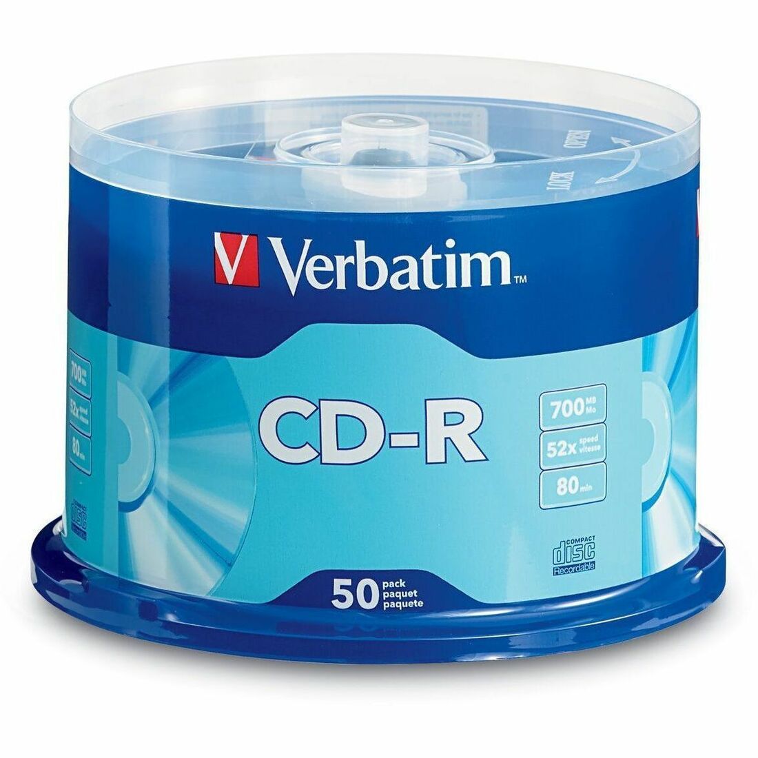 Verbatim CD-R 700MB 52X with Branded Surface - 50pk Spindle