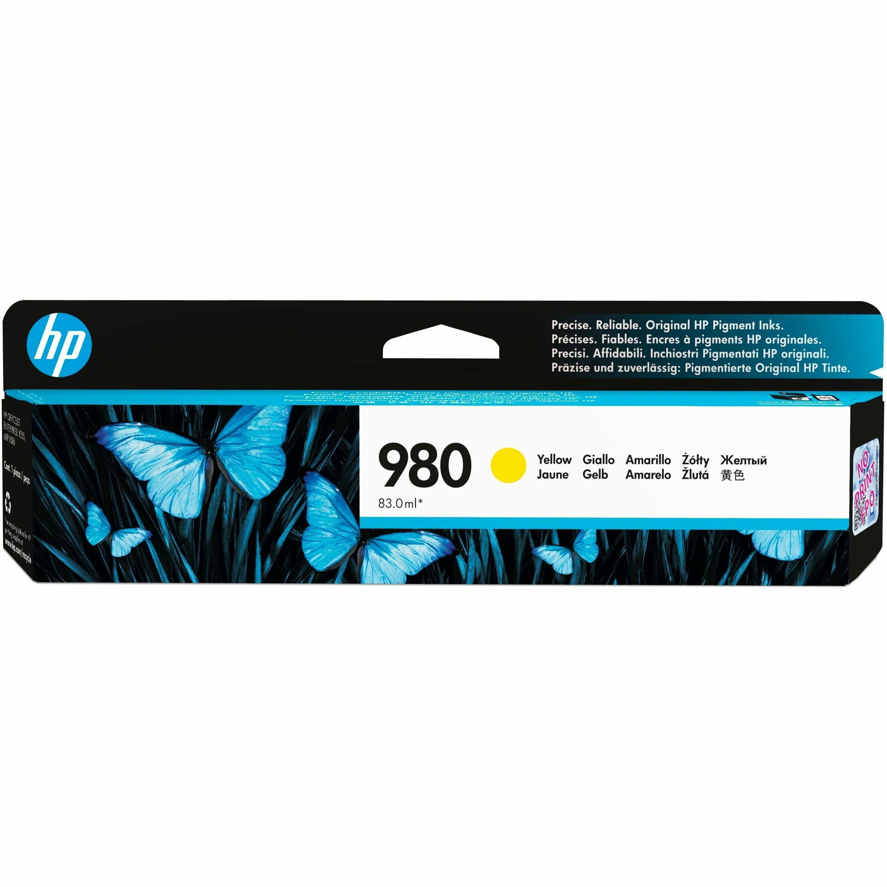 HP 980 (D8J09A) Original Inkjet Ink Cartridge - Single Pack - Yellow - 1 Each