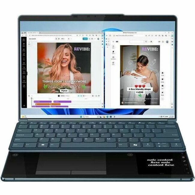 Lenovo Yoga Book 9 13IMU9 83FF0000US 13.3" Touchscreen Convertible 2 in 1 Notebook - 2.8K - 60 Hz - Intel Core Ultra 7 155U - Intel Evo Platform - 16 GB - 1 TB SSD - English Keyboard - Tidal Teal