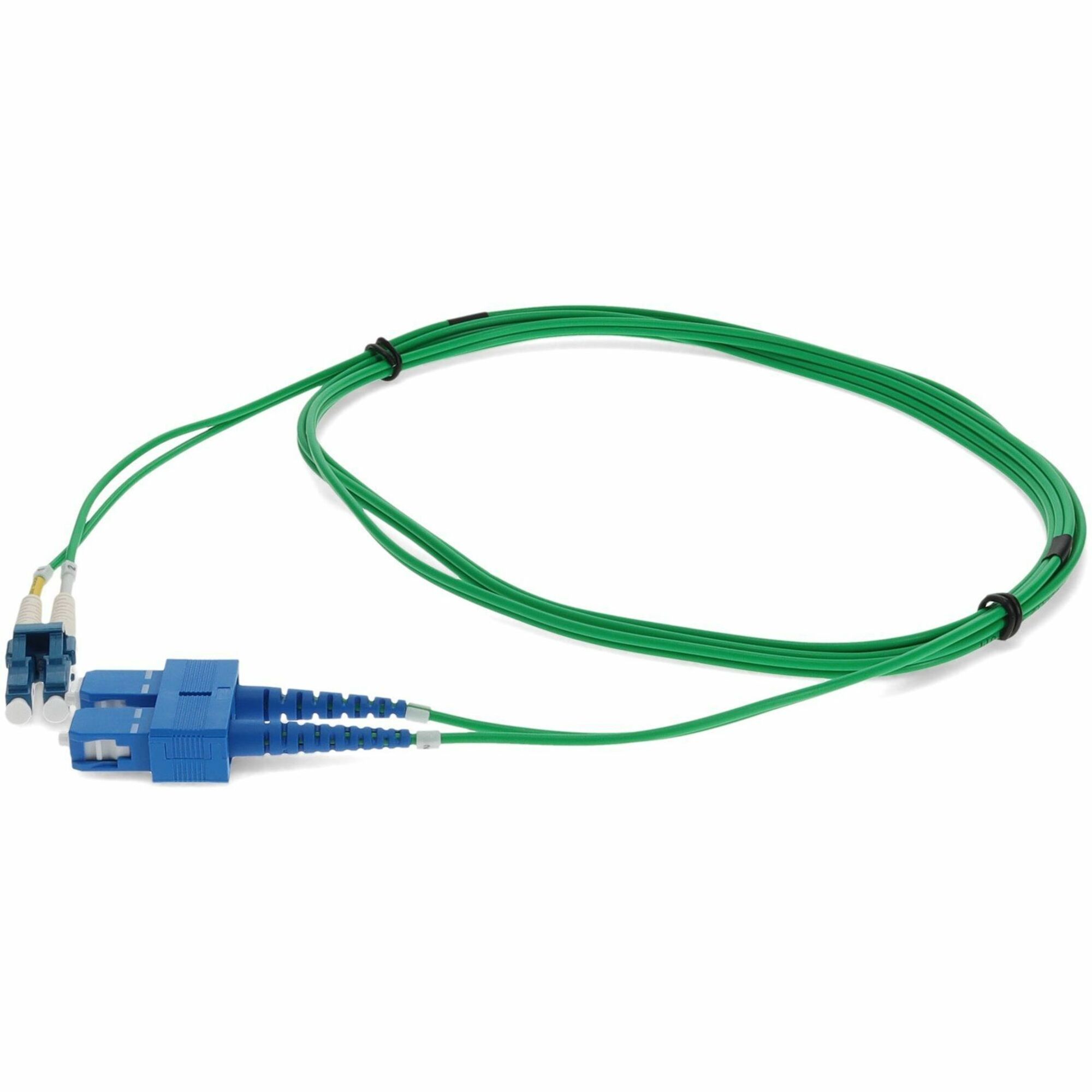 AddOn 10m SC to LC Green OS2 Duplex OFNR (Riser-Rated) SMF Fiber Patch Cable