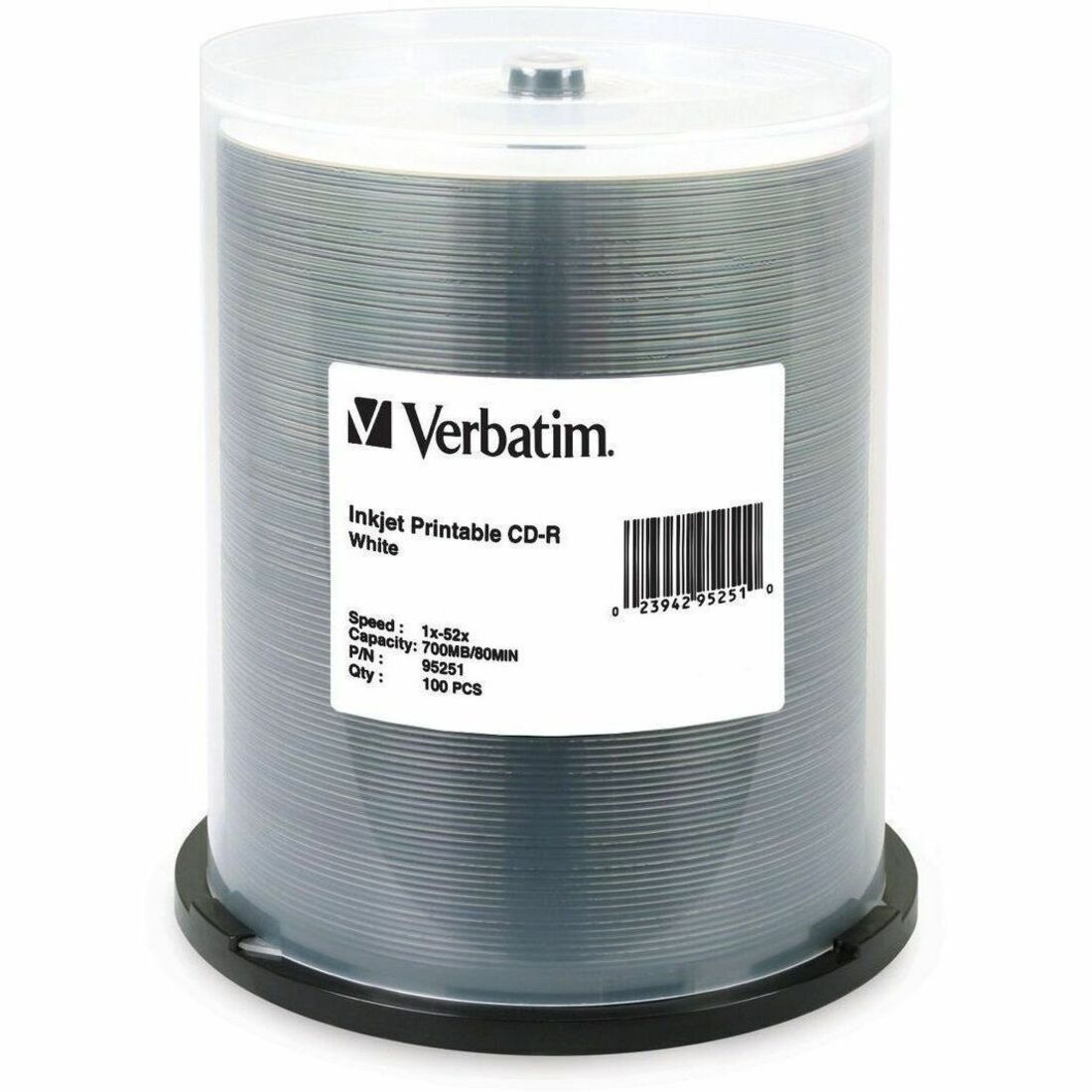 Verbatim CD-R 700MB 52X White Inkjet Printable - 100pk Spindle