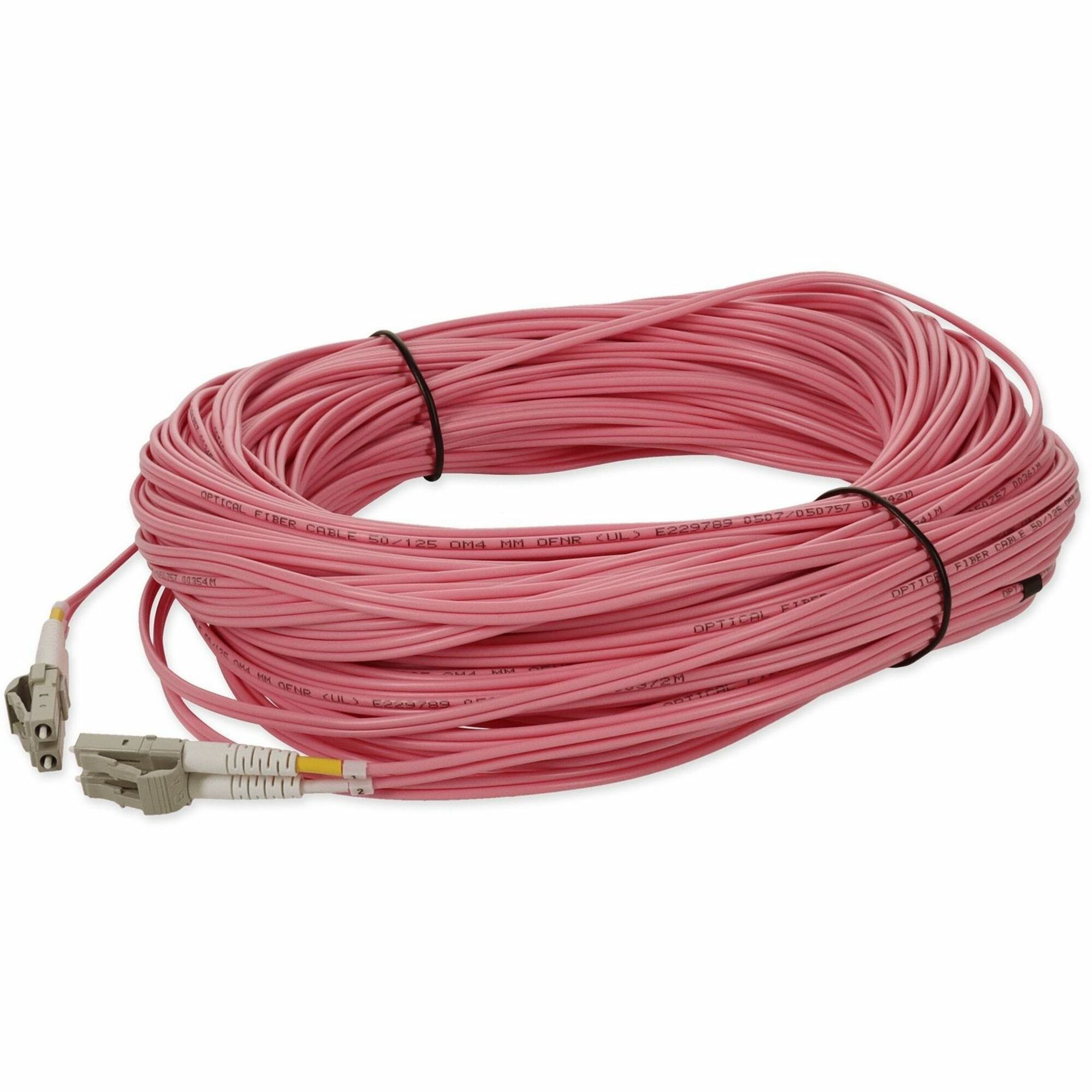 AddOn 15m LC to LC Pink OM4 Duplex OFNR (Riser-Rated) Fiber Patch Cable