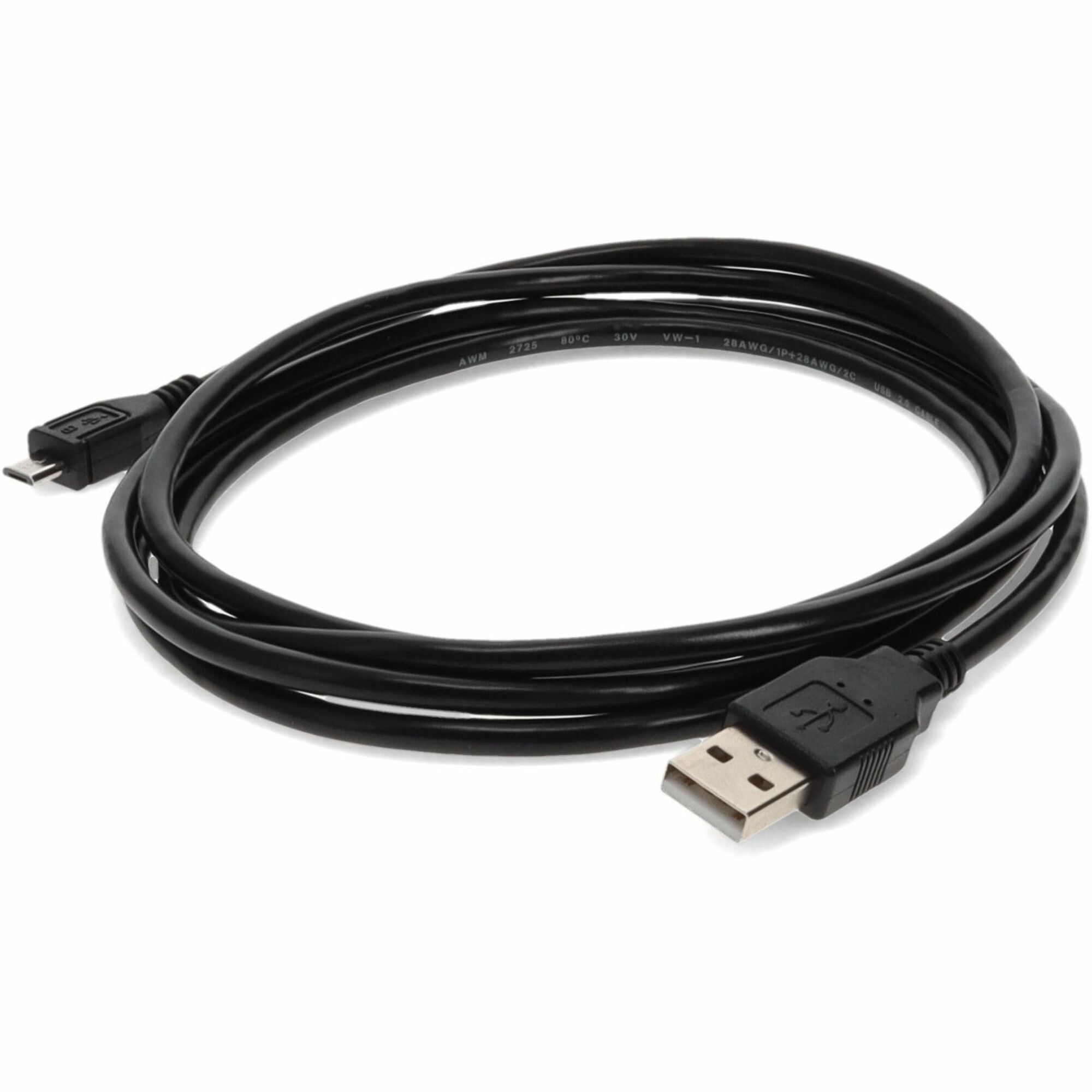 AddOn 1ft USB A 2.0 Male to Micro-USB B 2.0 Male Black Cable