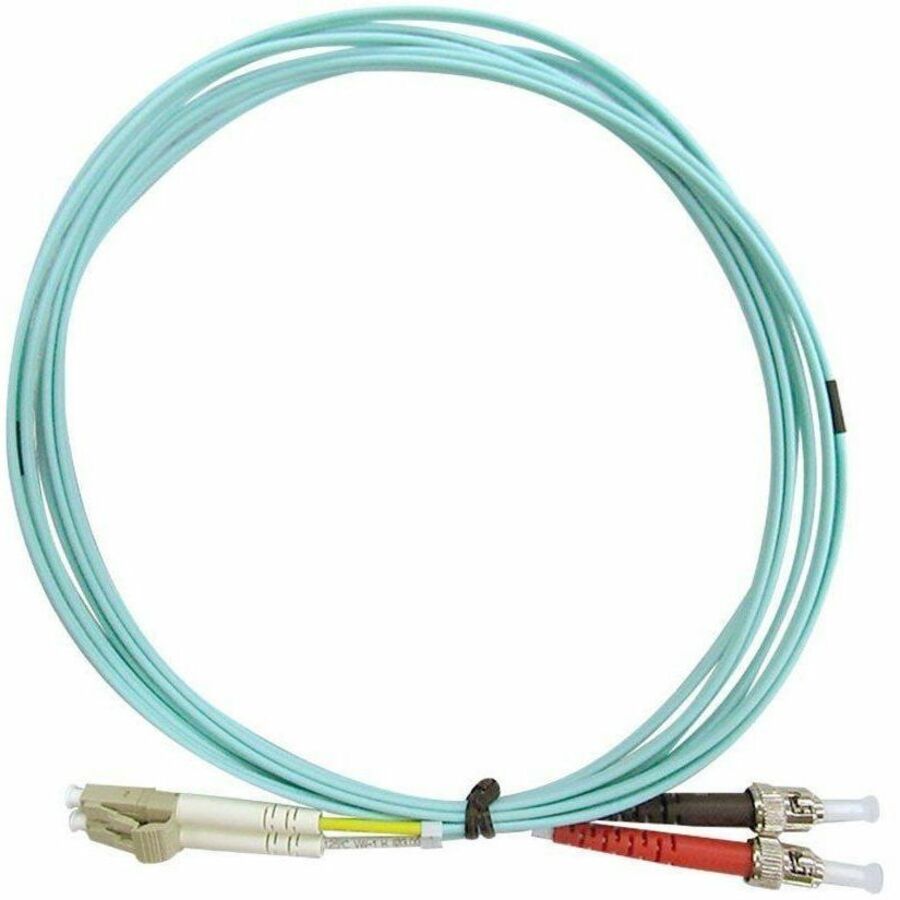 Monoprice Multi-Mode OM4 Fiber Optic Cable - LC-ST UL 50/125 OFNR Duplex Aqua 1m