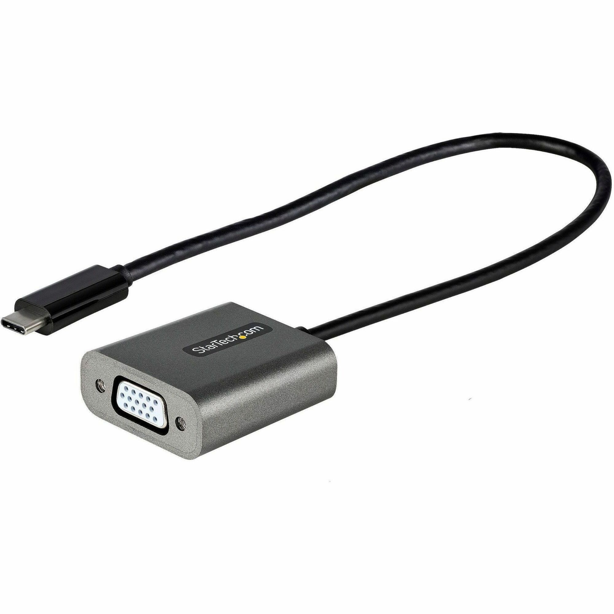 StarTech USB C to VGA Adapter, 1080p USB Type-C to VGA Adapter Dongle, USB-C to VGA Monitor/Display Video Converter, 12" Long Cable