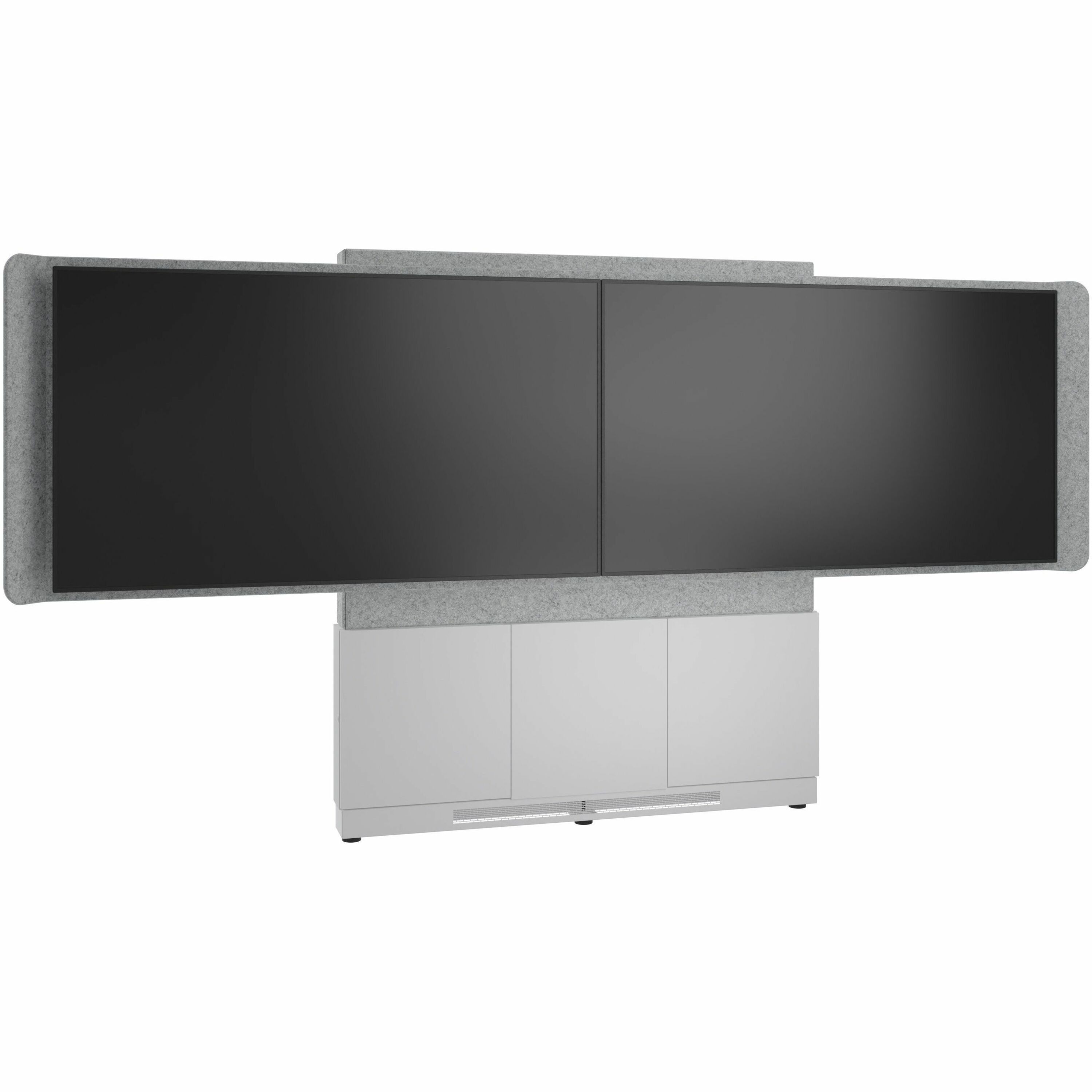 Middle Atlantic Forum Series 4RU Floor-to-Wall Mounted 3-Bay Dual Display Stand - Light Finish