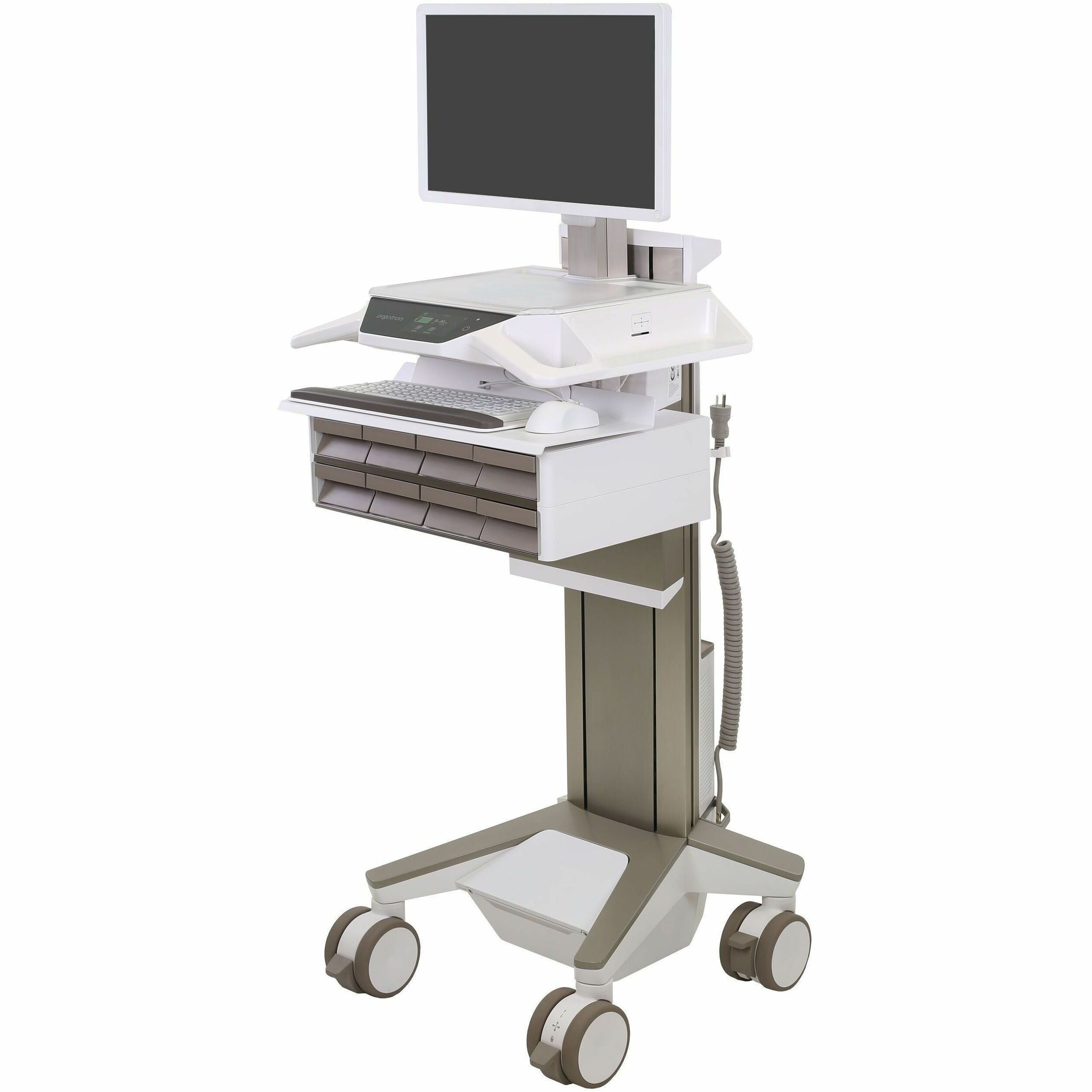 Ergotron CareFit Pro Electric-Lift Cart, LiFe Powered, 8 Drawers (4x2), US/CA/MX