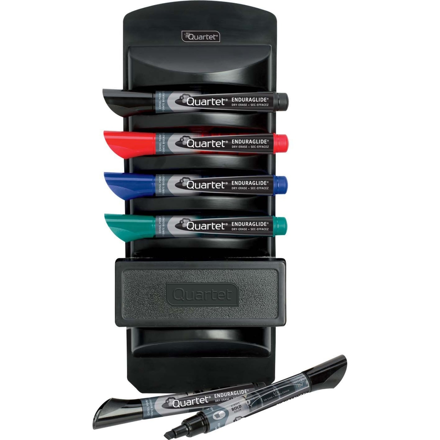 Quartet&reg; EnduraGlide&reg; Dry-Erase Kit, Caddy, Chisel Tip Dry-Erase Markers, Eraser