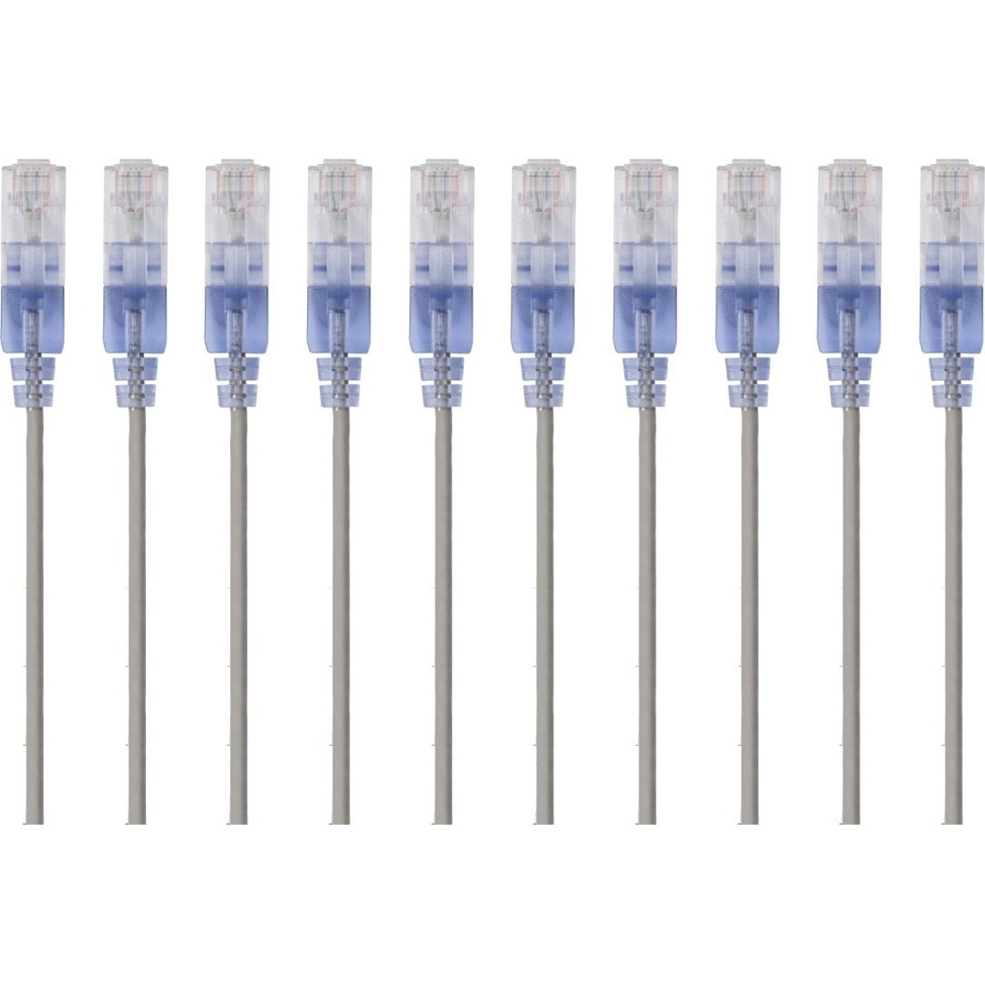 Monoprice 10-Pack, SlimRun Cat6A Ethernet Network Patch Cable, 7ft Gray