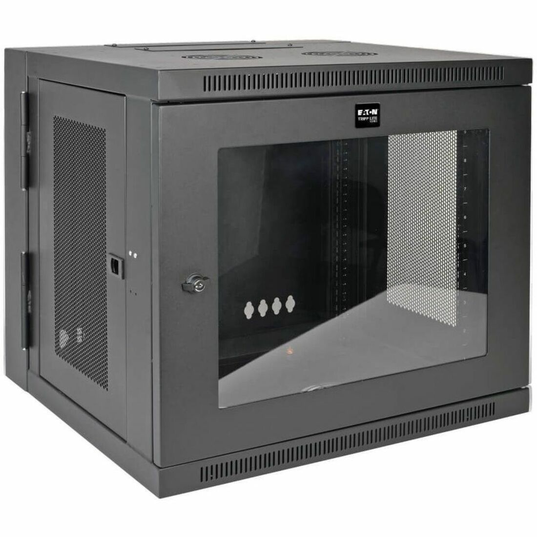 Tripp Lite by Eaton SmartRack 10U Low-Profile Switch-Depth Wall-Mount Small Rack Enclosure Clear Acrylic Window Hinged Back